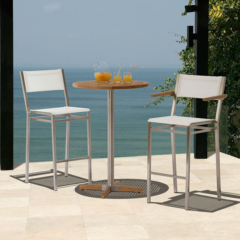 Barlow Tyrie Equinox Stainless Steel and Teak Bar Table