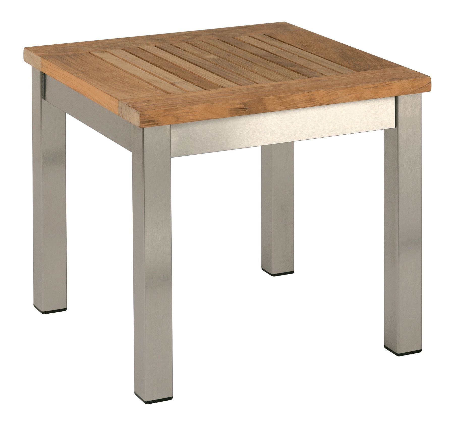 Barlow Tyrie Equinox Stainless Steel and Teak Square Low Side Table 17”