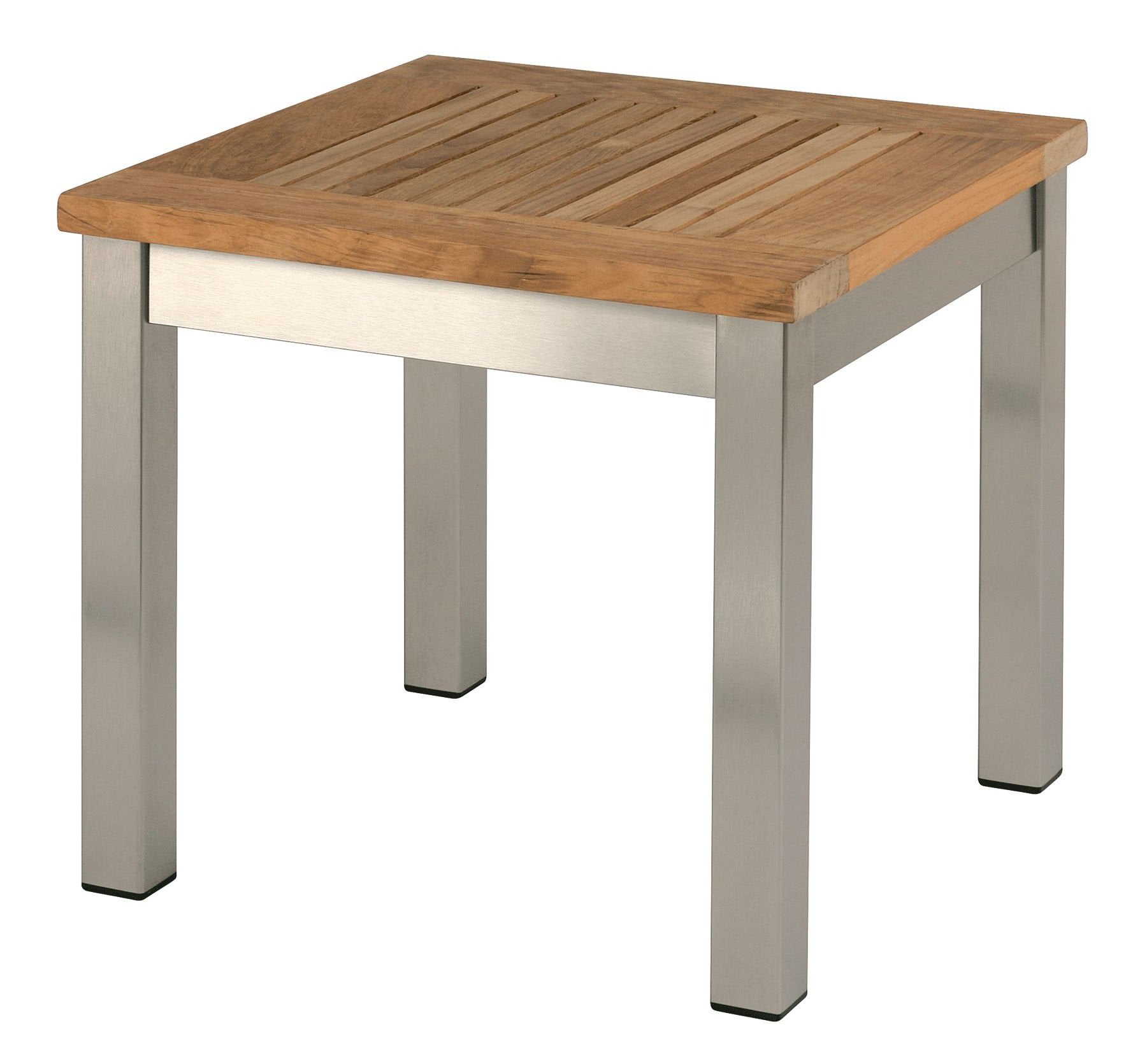 Barlow Tyrie Equinox Stainless Steel and Teak Square Low Side Table 17”