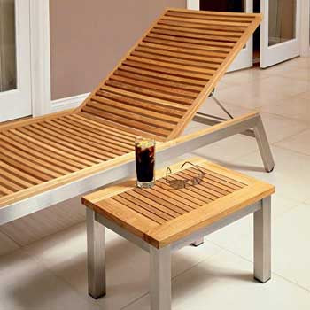 Barlow Tyrie Equinox Stainless Steel with Teak or Ceramic Side Table (for Sun Lounger)