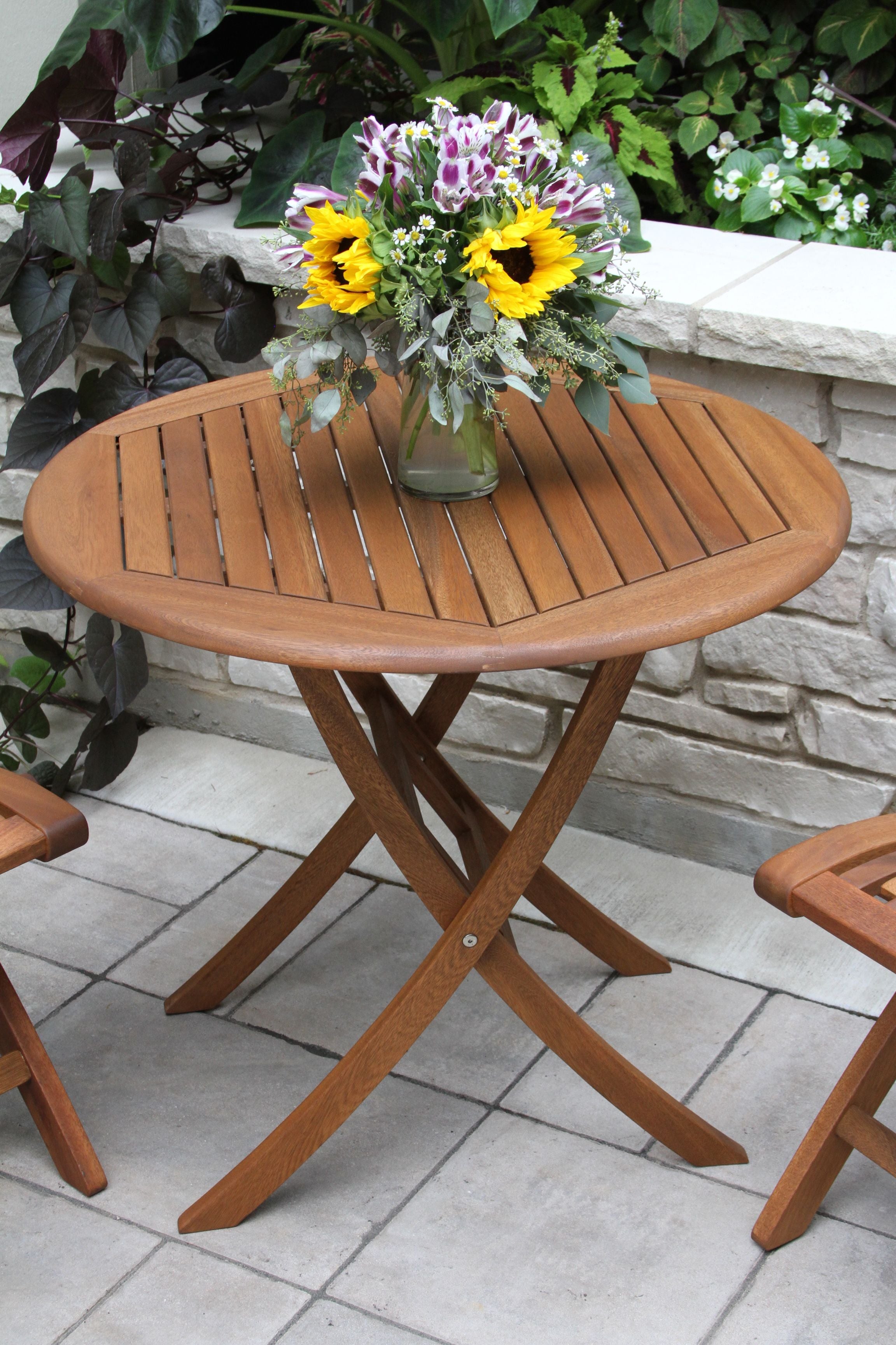 Outdoor Interiors 30" Brazilian Eucalyptus Folding Bistro Table