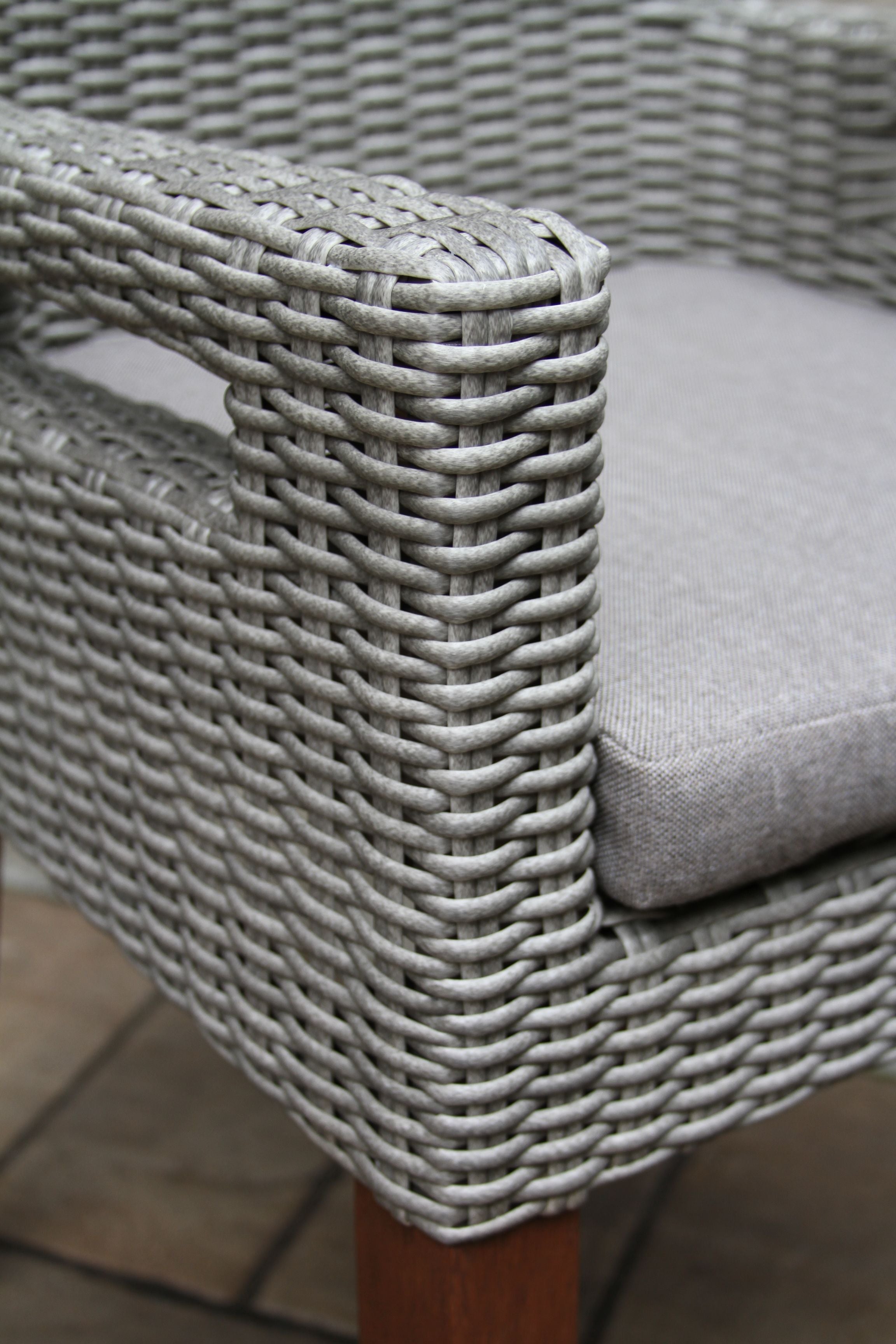 Outdoor Interiors Gray Wicker and Eucalyptus Armchair - Set of 2