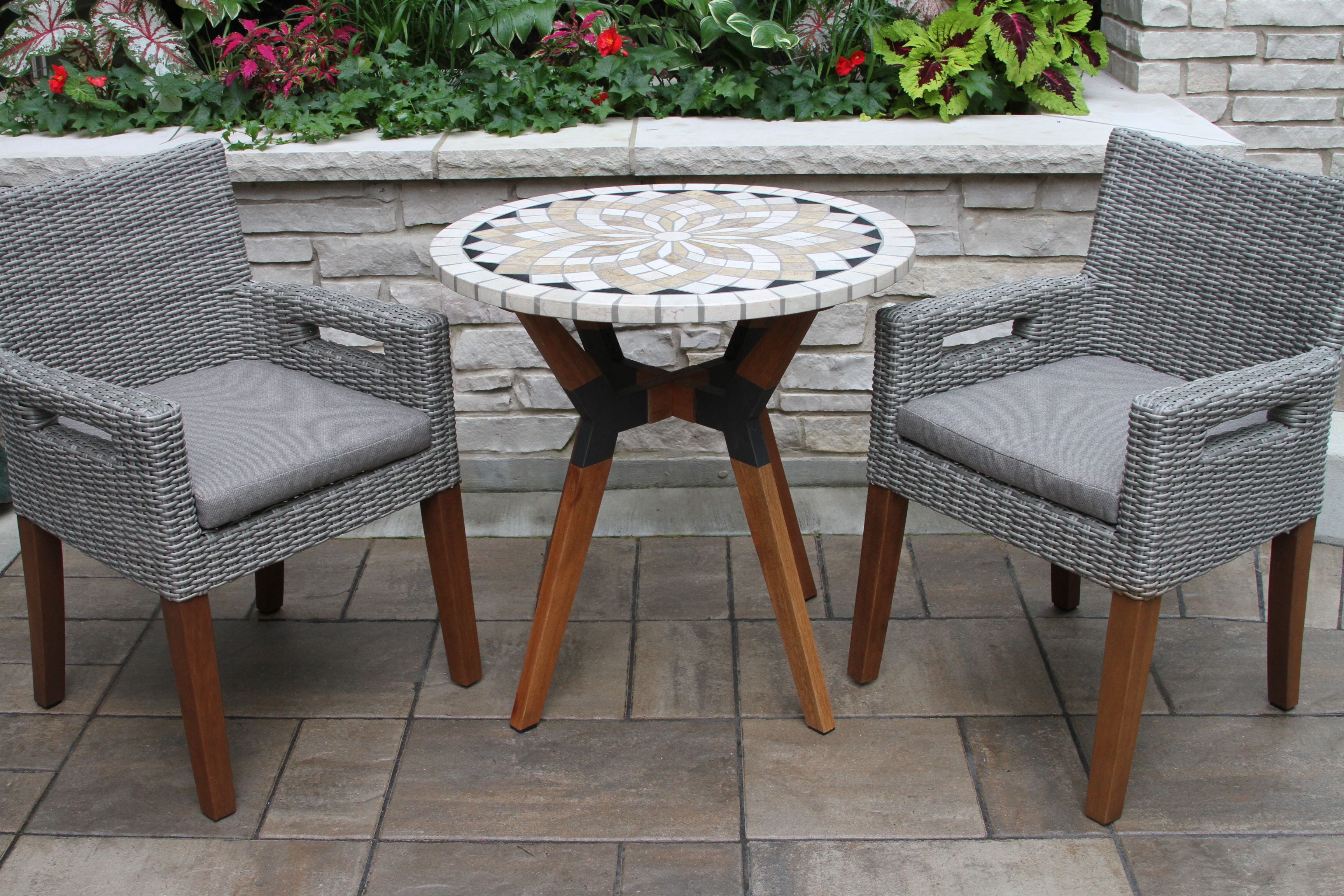 Pictured with the 30" Marble Mosaic Bistro Table - Item OTIN-30320BG (sold separately)