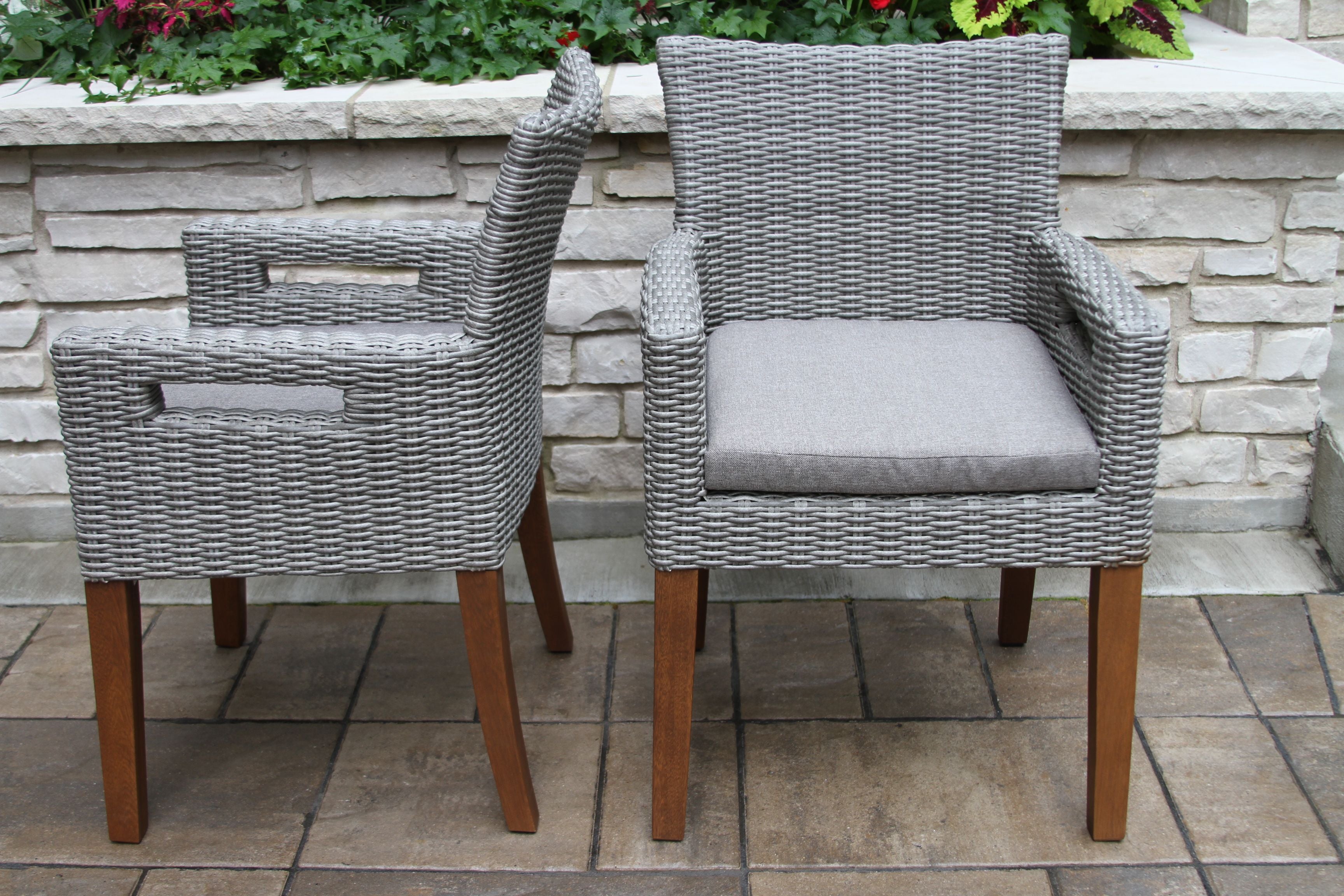 Outdoor Interiors Gray Wicker and Eucalyptus Armchair - Set of 2