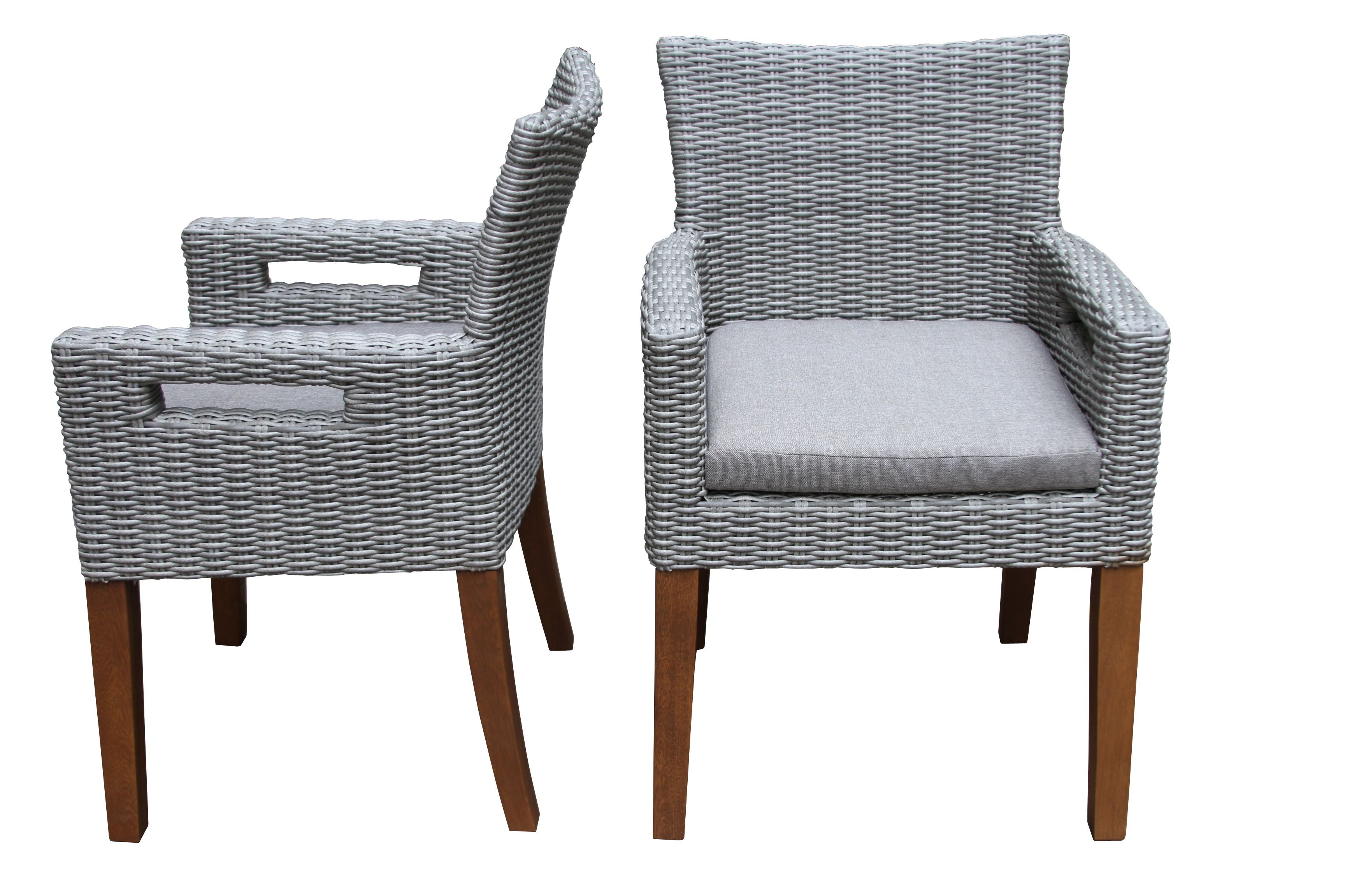 Outdoor Interiors Gray Wicker and Eucalyptus Armchair - Set of 2