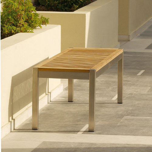 Barlow Tyrie Equinox Stainless Steel and Teak Trimmed Backless Bench