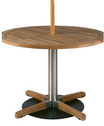 Barlow Tyrie Equinox Round Stainless Steel and Teak 39" Pedestal Table