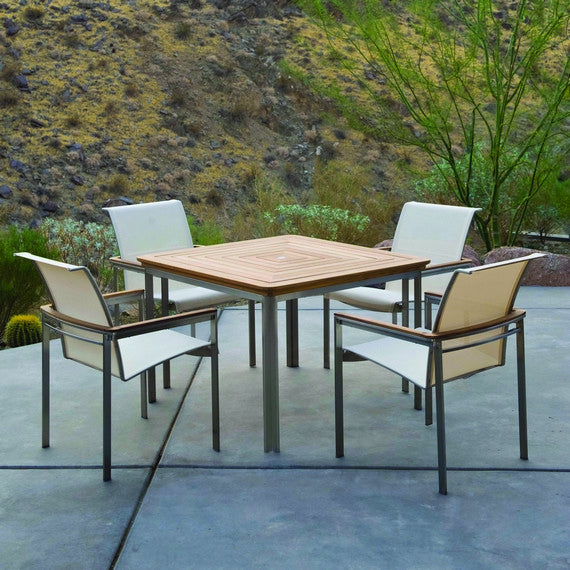 Kingsley Bate Tivoli 5 Piece Stainless Steel and Teak Dining Ensemble