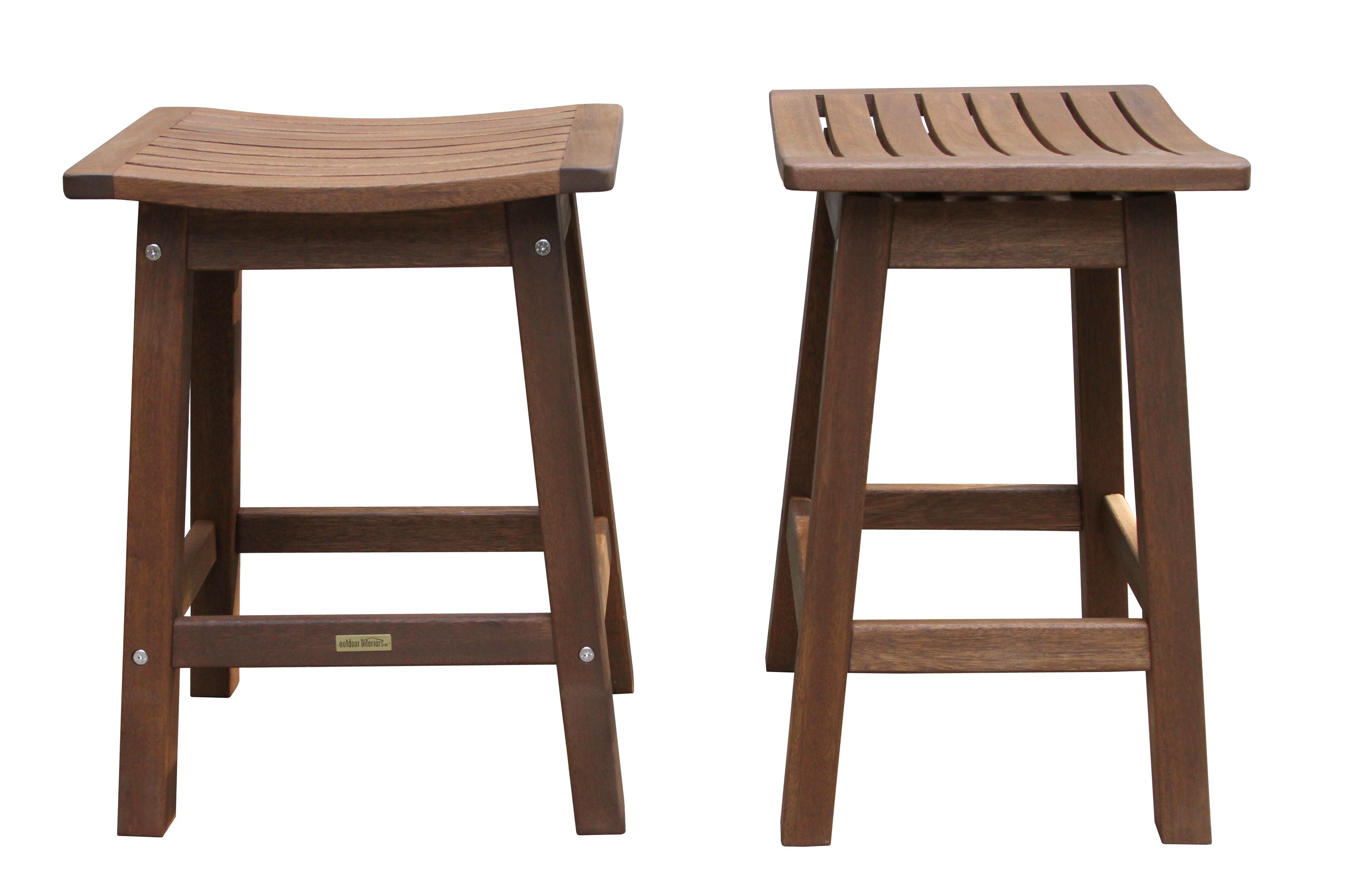 Outdoor Interiors Counter Height Eucalyptus Saddle Stool - Set of 2