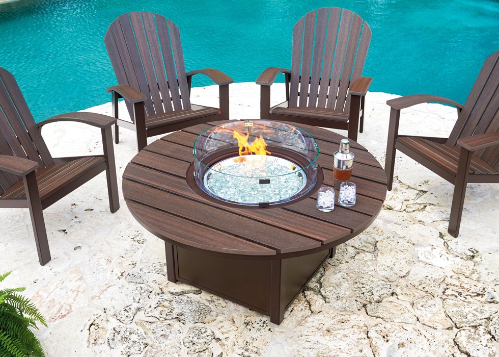 Telescope Casual 42" Round Rustic Top Fire Table with a Chestnut (RU0) top