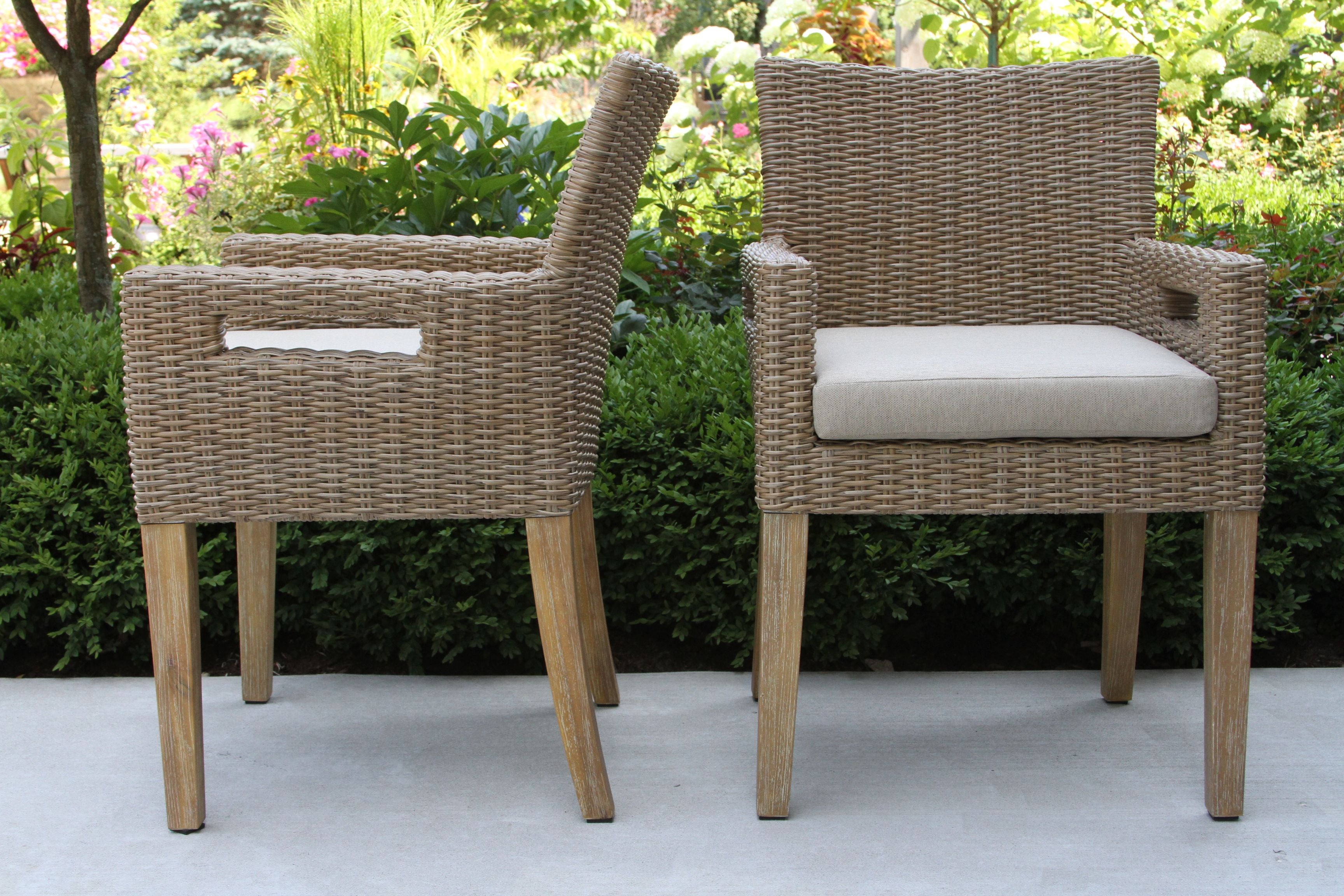 Outdoor Interiors Eucalyptus and Wicker Dining Armchair - Set of 2