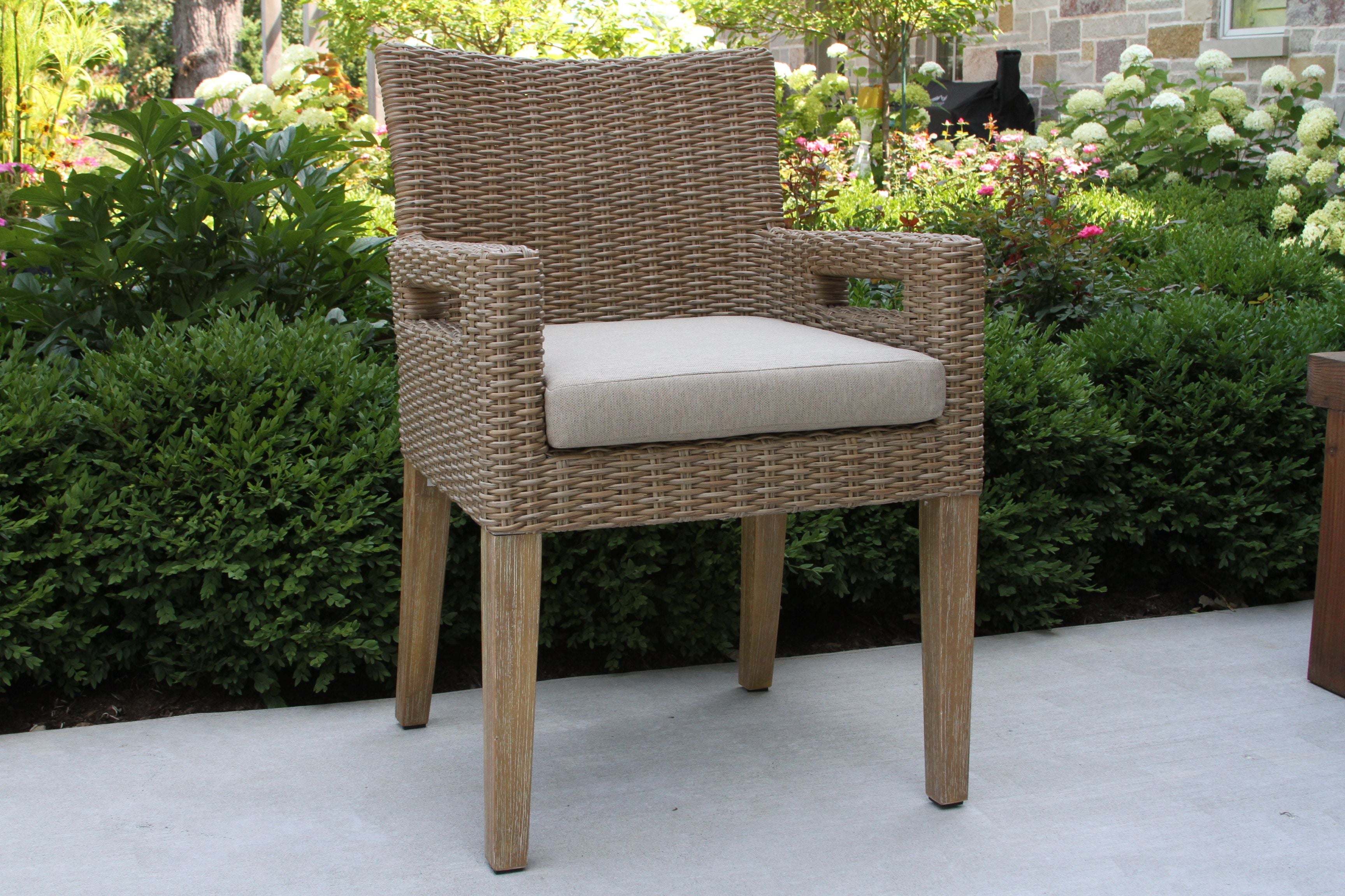 Outdoor Interiors Eucalyptus and Wicker Dining Armchair - Set of 2