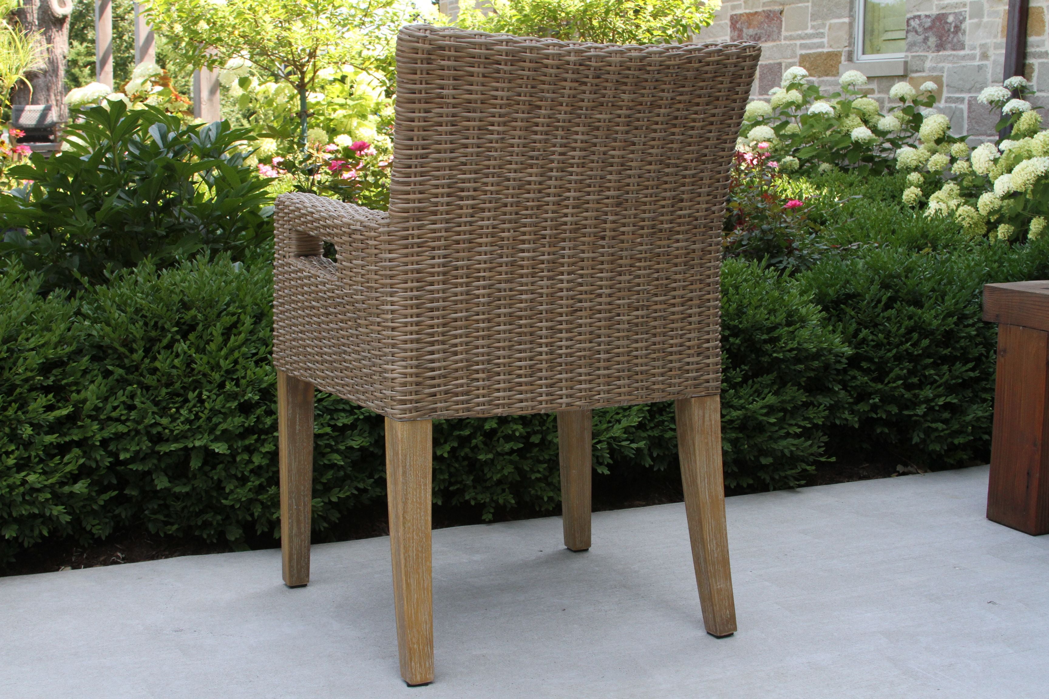 Outdoor Interiors Eucalyptus and Wicker Dining Armchair - Set of 2