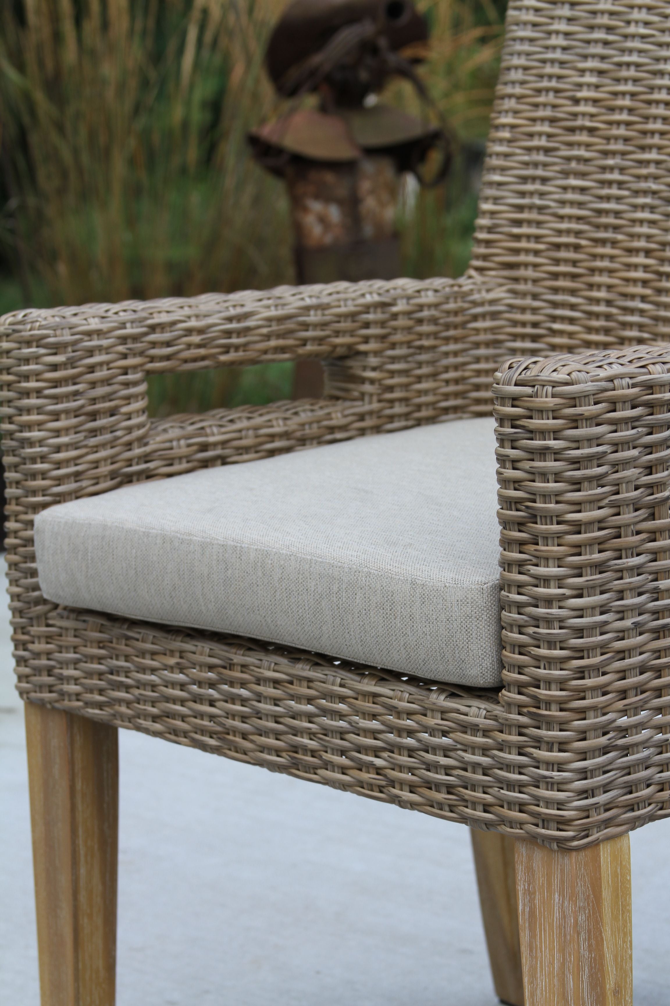 Outdoor Interiors Eucalyptus and Wicker Dining Armchair - Set of 2