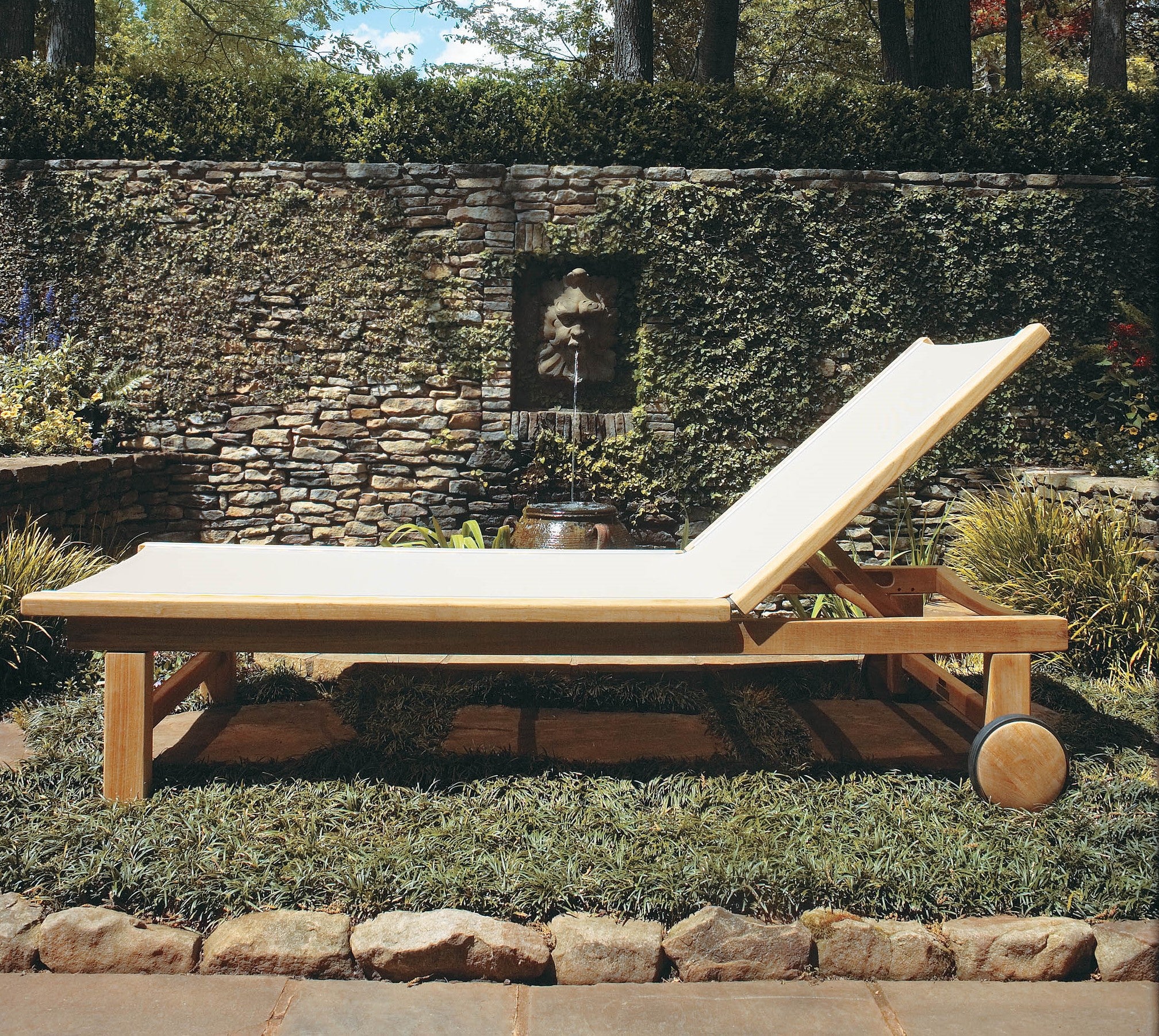 Kingsley Bate St. Tropez Teak Adjustable Chaise Lounge w/Wheels