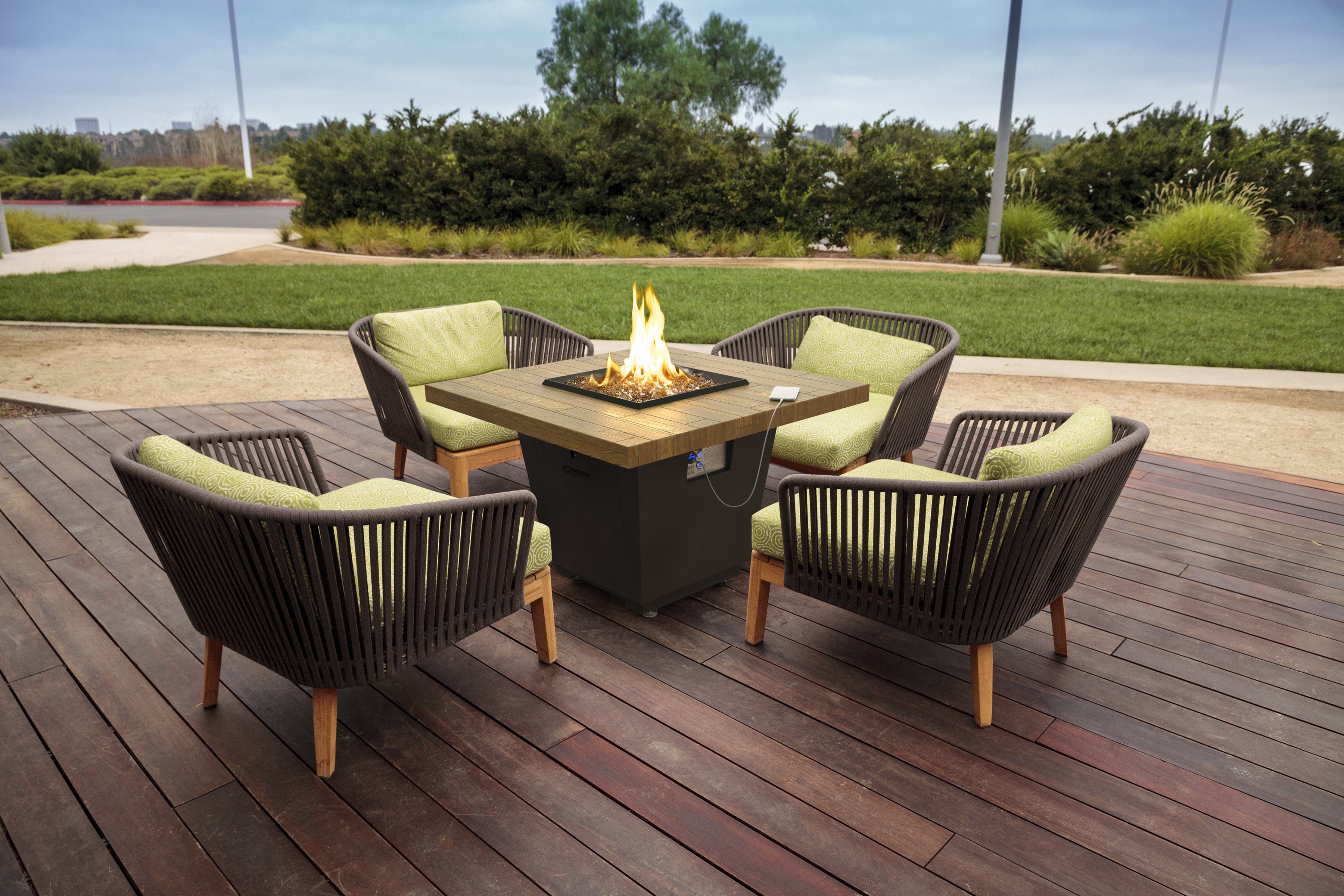 Cosmopolitan Reclaimed Wood Square Dining Fire Pit Table