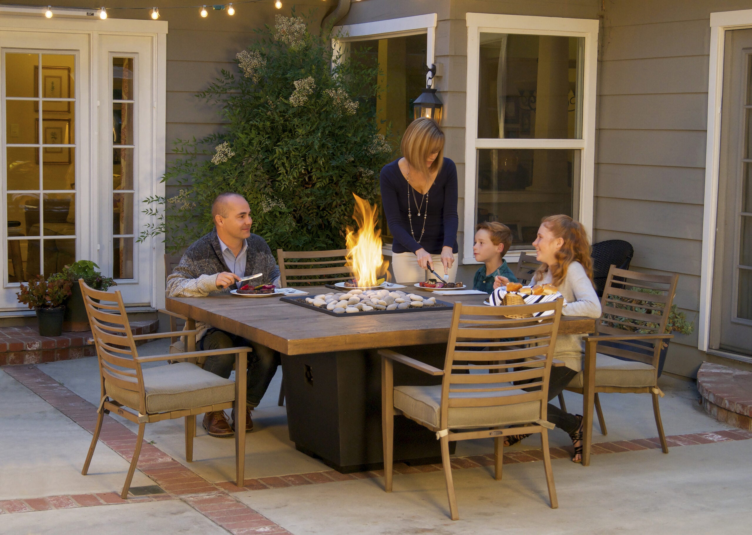 Cosmopolitan Reclaimed Wood Square Dining Fire Pit Table