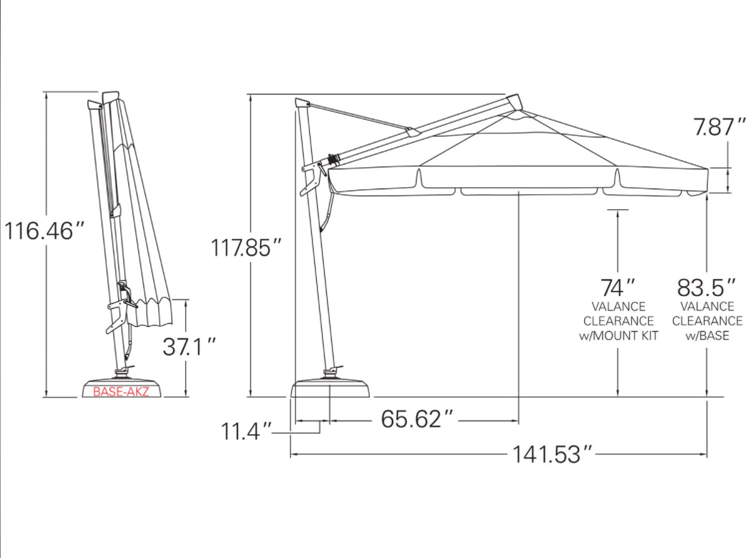 Treasure Garden 11' AKZ Plus Cantilever Patio Umbrella