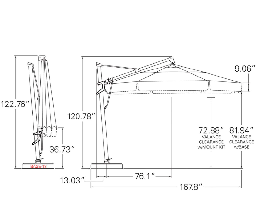 Treasure Garden 13' AKZ Plus Cantilever Patio Umbrella