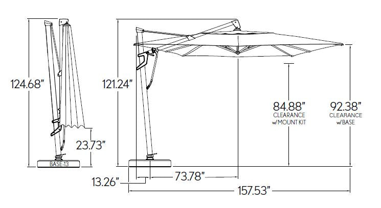 Treasure Garden 11.5' Square AKZ Plus Cantilever Patio Umbrella