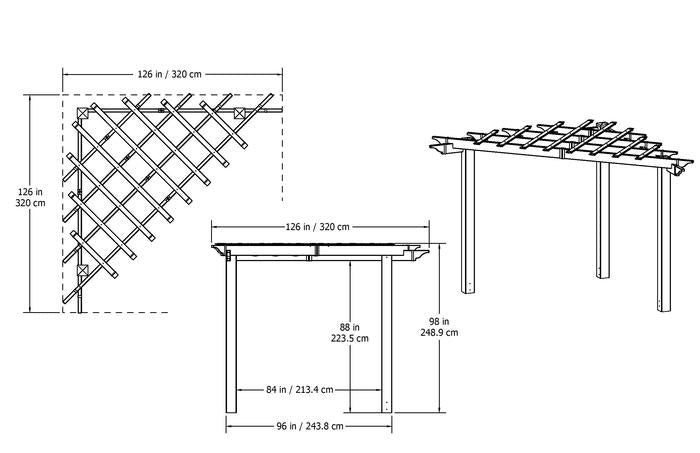 Vita 8'x8' Alcove Corner Vinyl Pergola