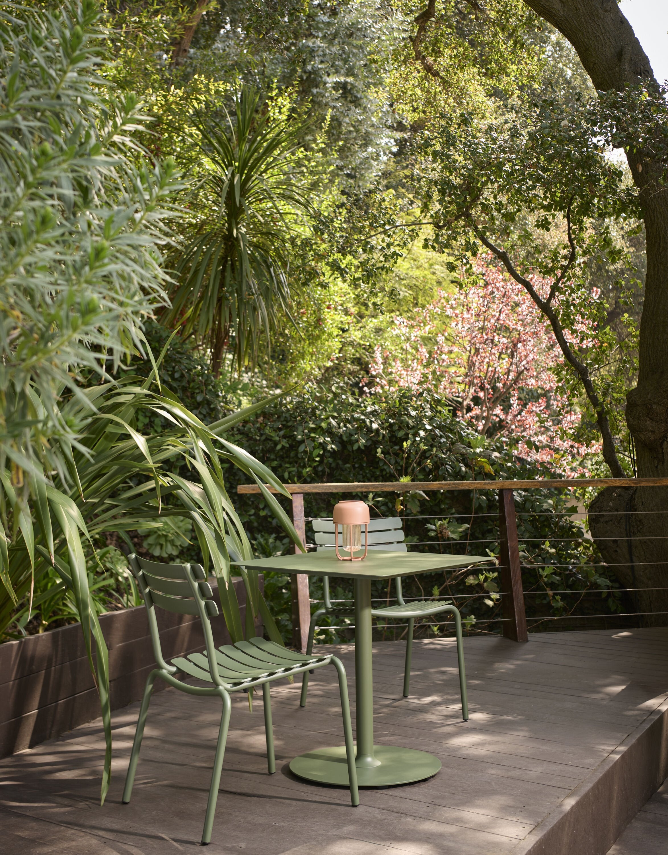 HOUE Alua Dining Side Chair and pico table in olive green