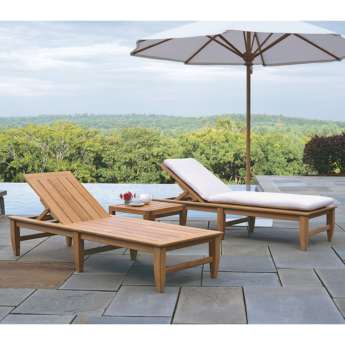 Kingsley Bate Amalfi Teak 7 Piece Poolside Lounge Ensemble