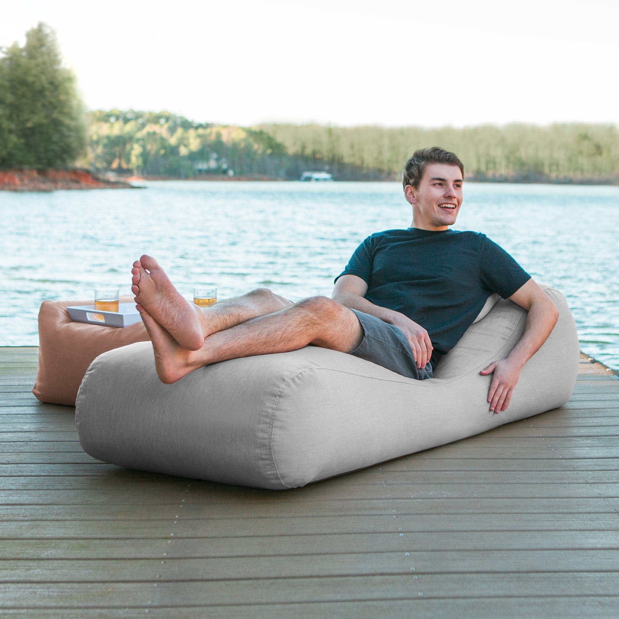 Arlo Outdoor Bean Bag Sun Lounger - Granite