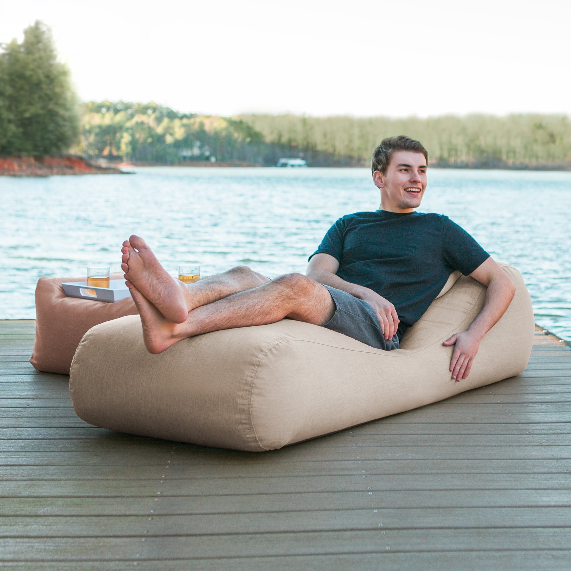 Arlo Outdoor Bean Bag Sun Lounger - Flax