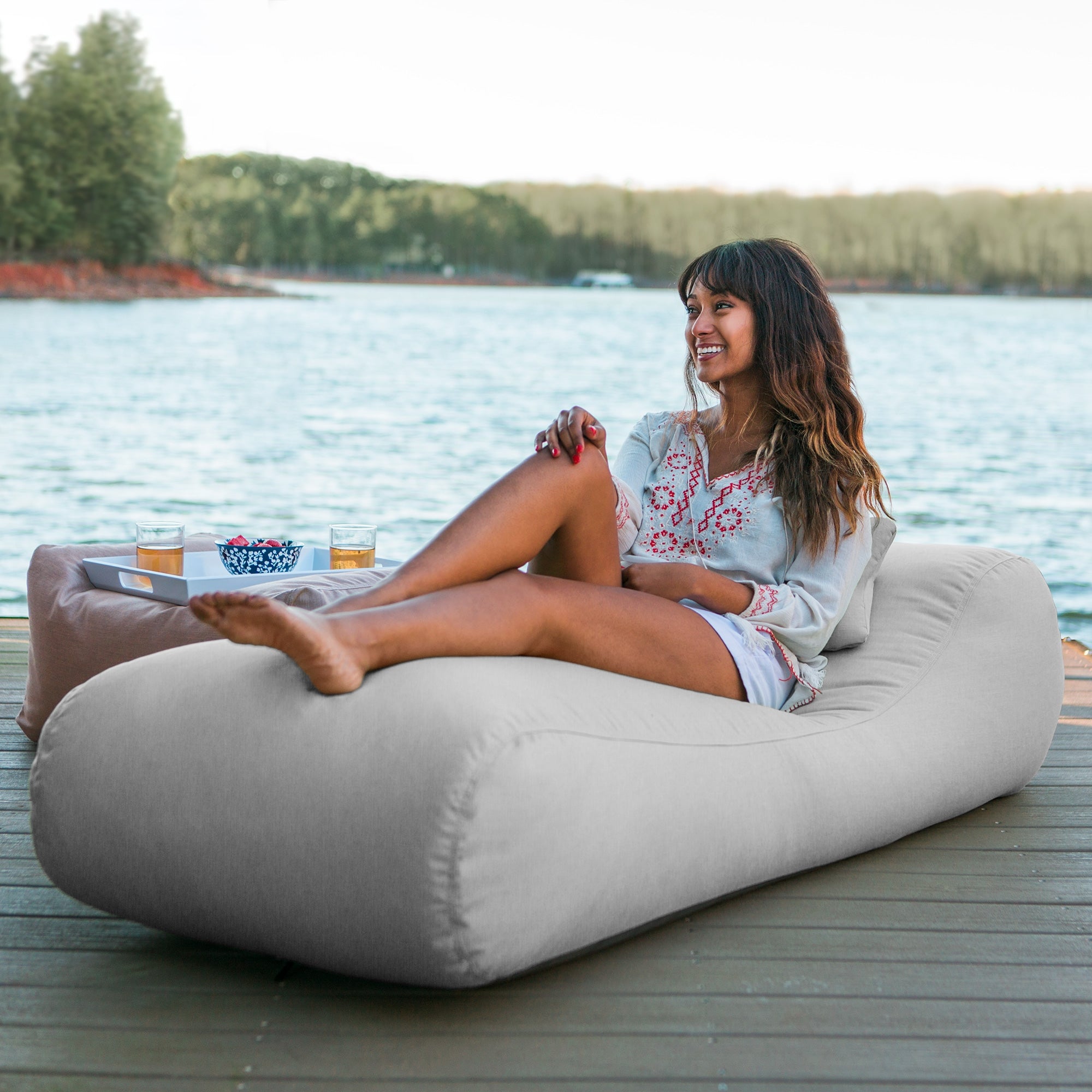 Arlo Outdoor Bean Bag Sun Lounger - Granite