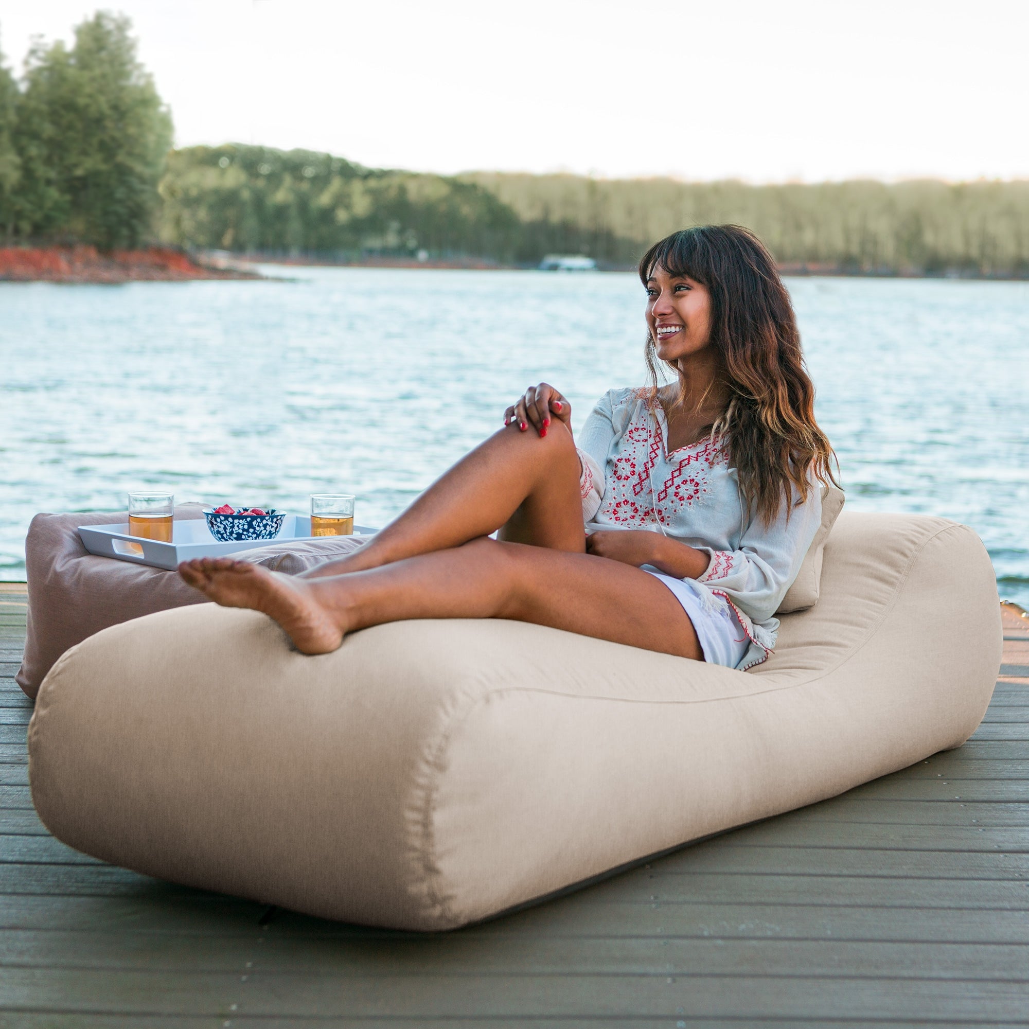 Arlo Outdoor Bean Bag Sun Lounger - Flax