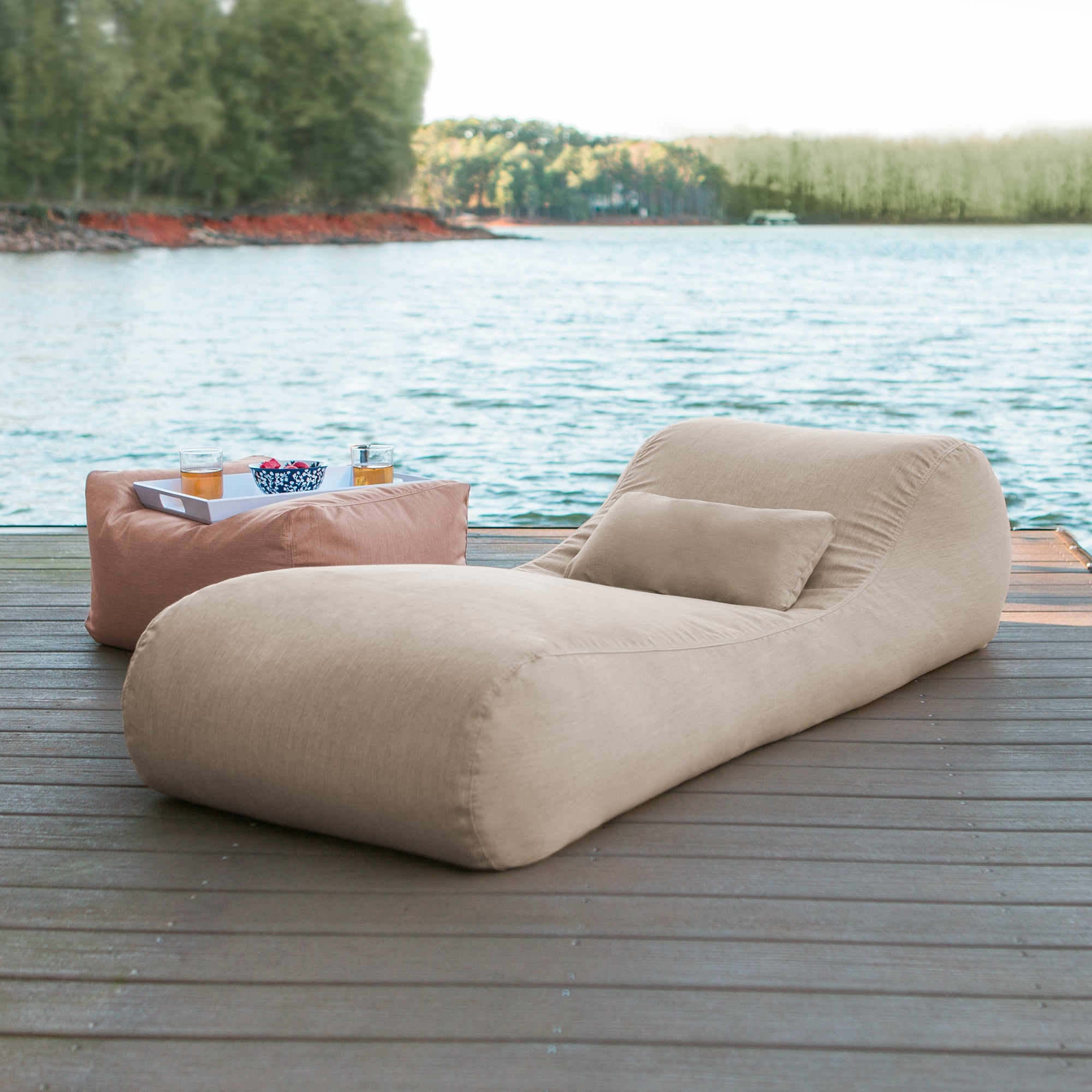 Arlo Outdoor Bean Bag Sun Lounger - Flax