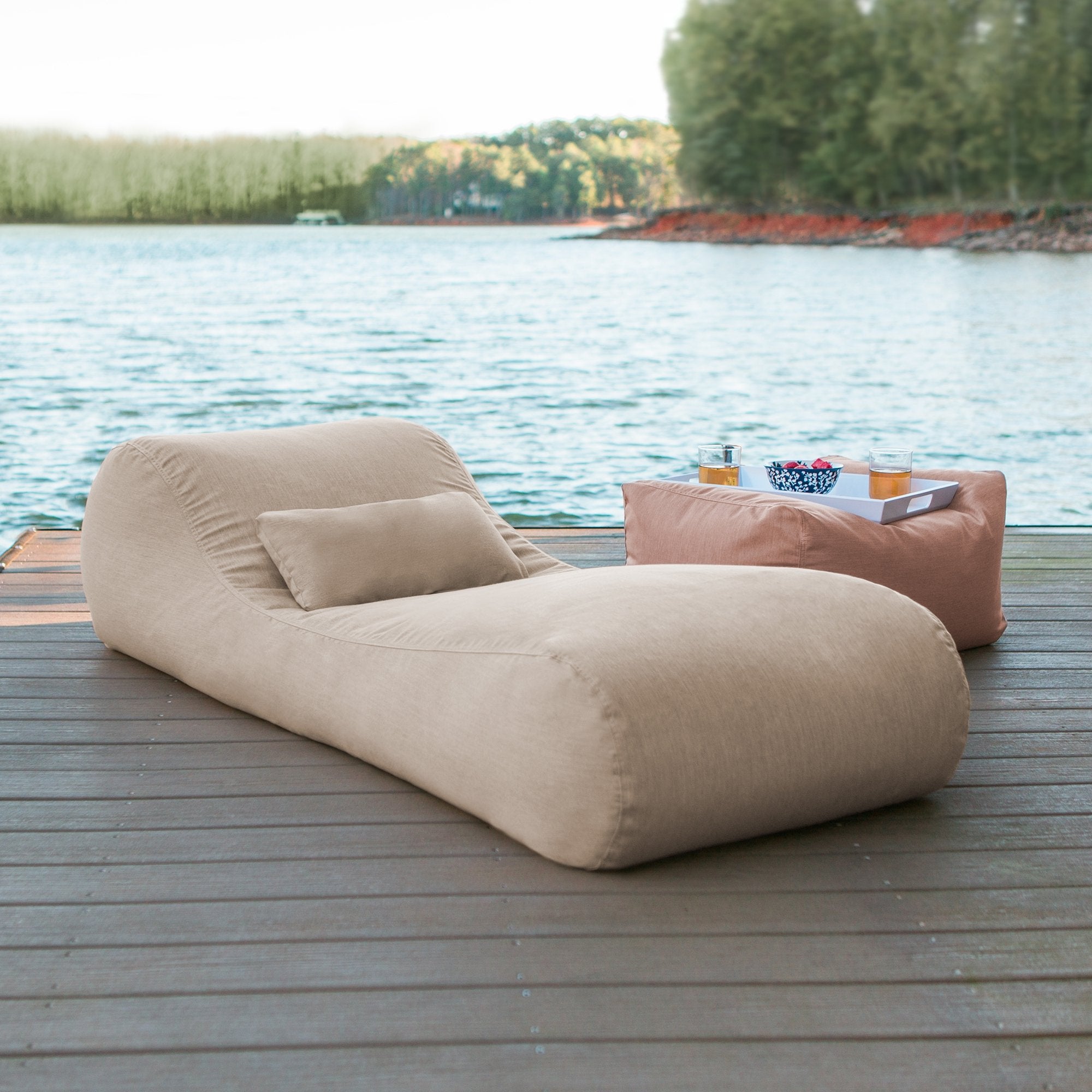 Arlo Outdoor Bean Bag Sun Lounger - Flax