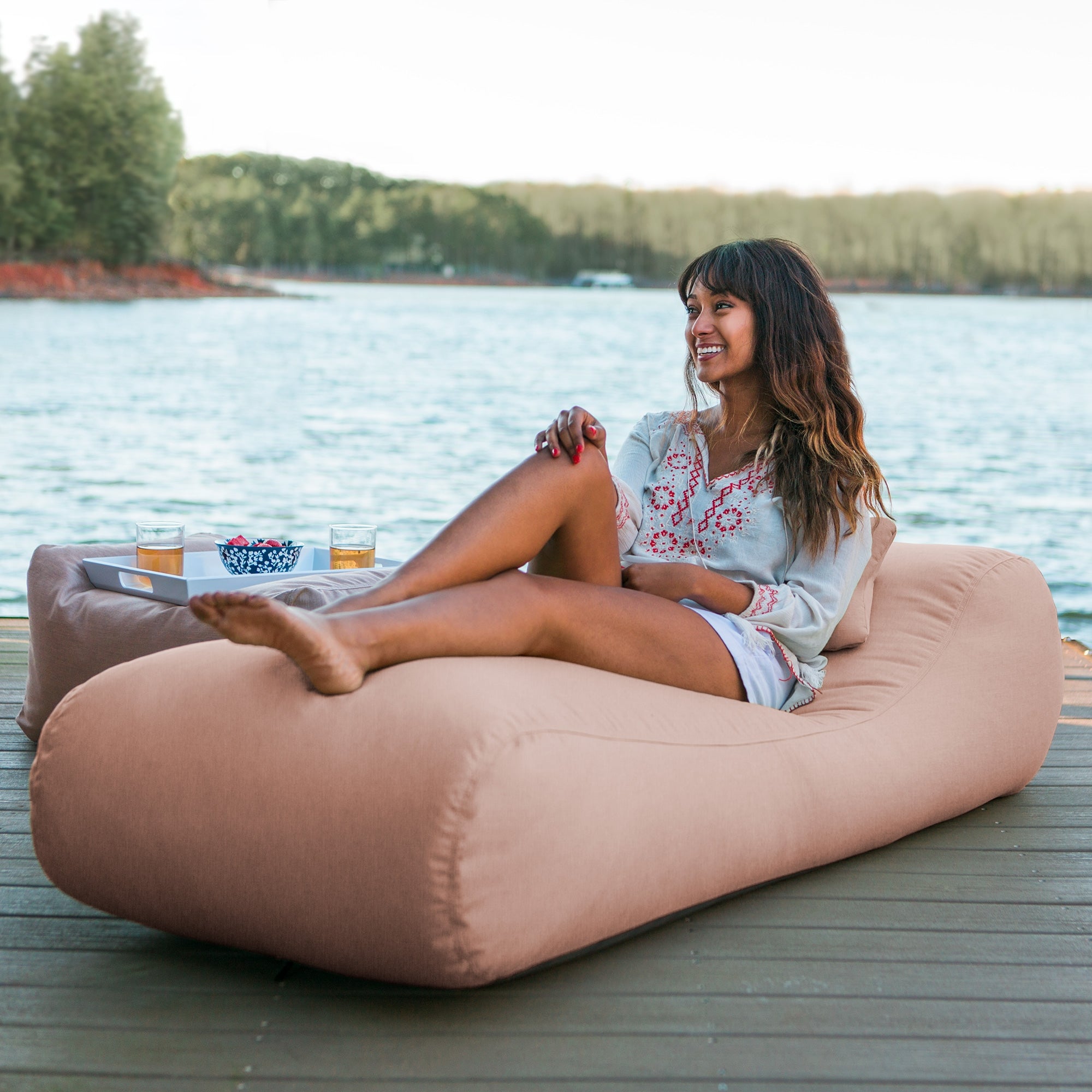 Arlo Outdoor Bean Bag Sun Lounger - Petal