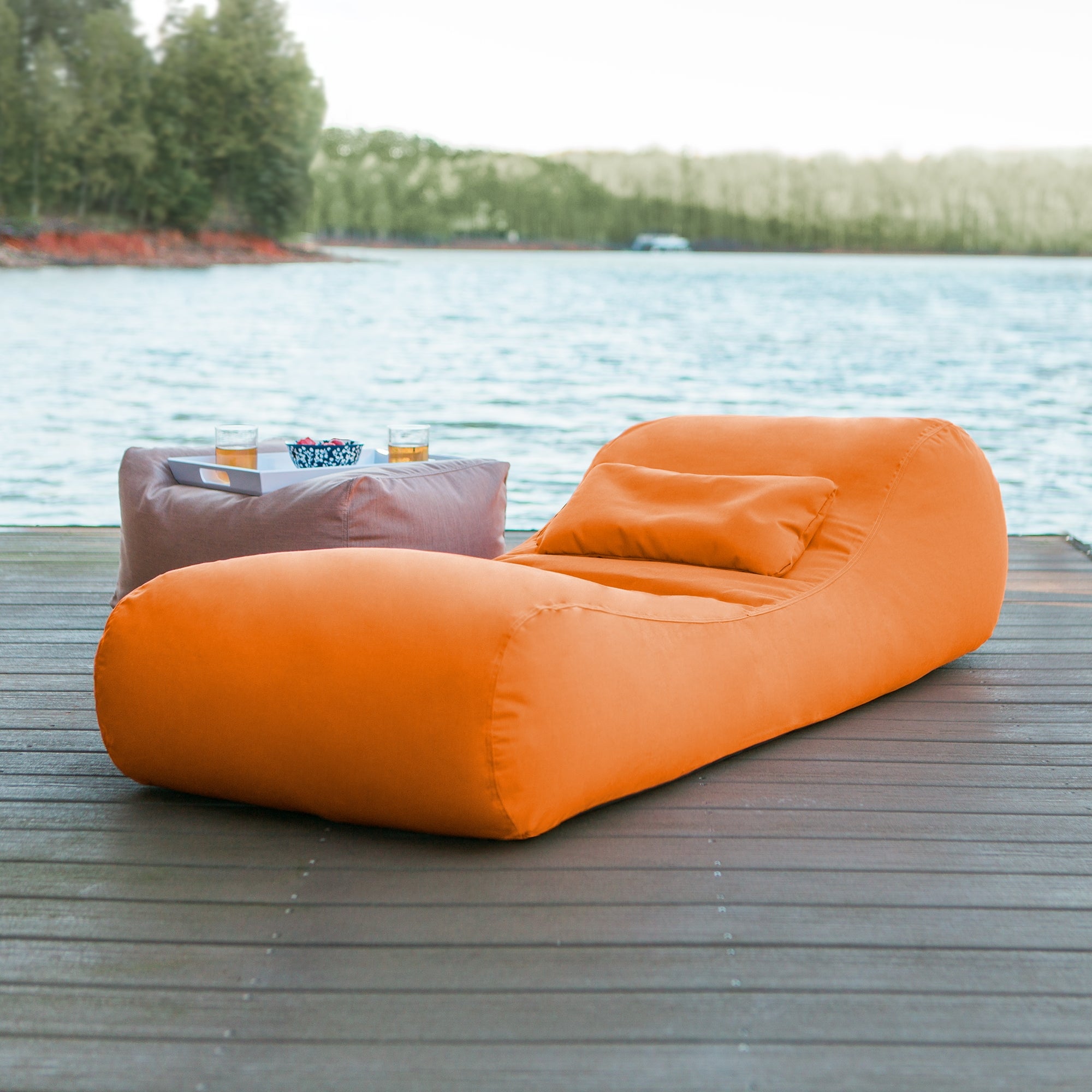 Arlo Outdoor Bean Bag Sun Lounger - Tangerine