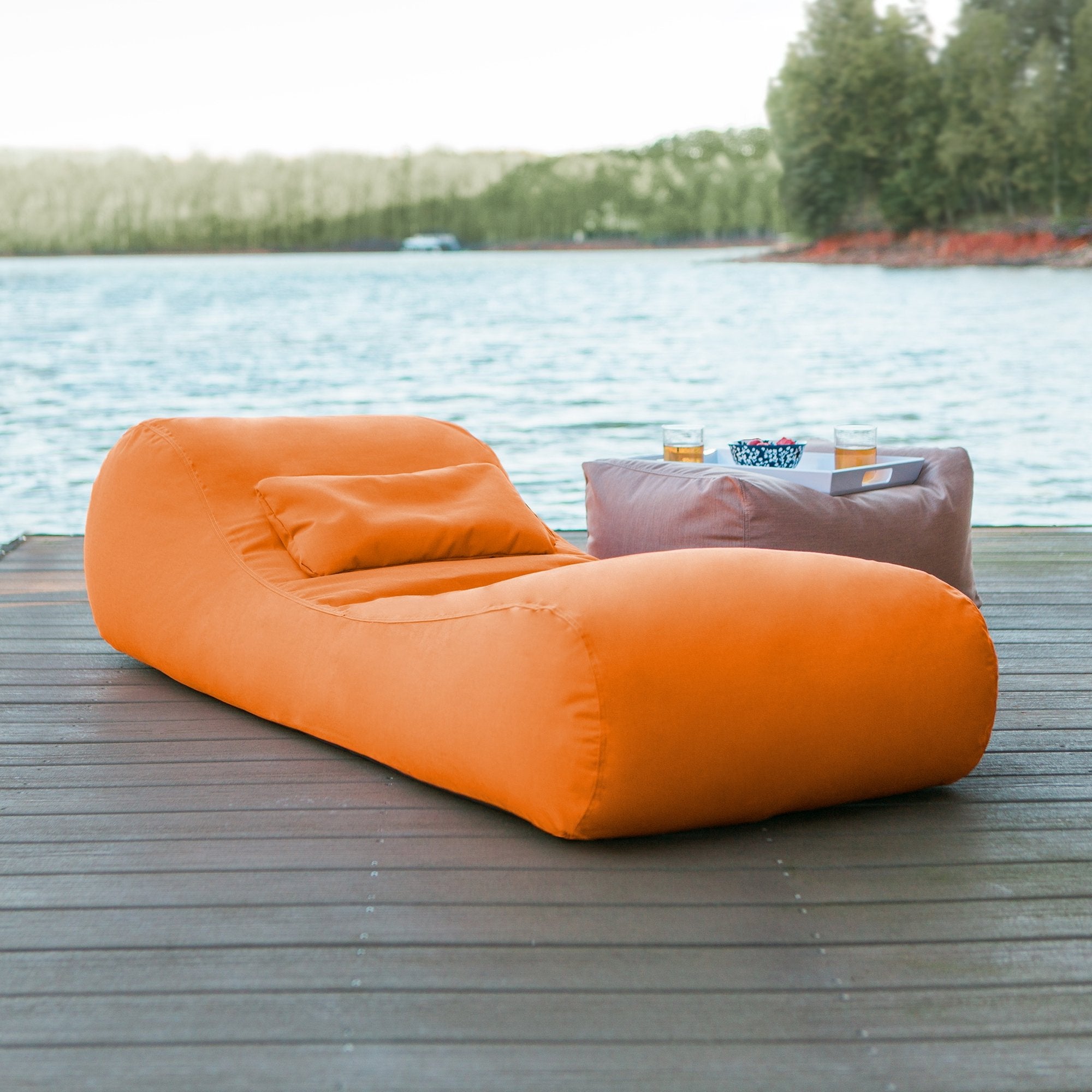 Arlo Outdoor Bean Bag Sun Lounger - Tangerine