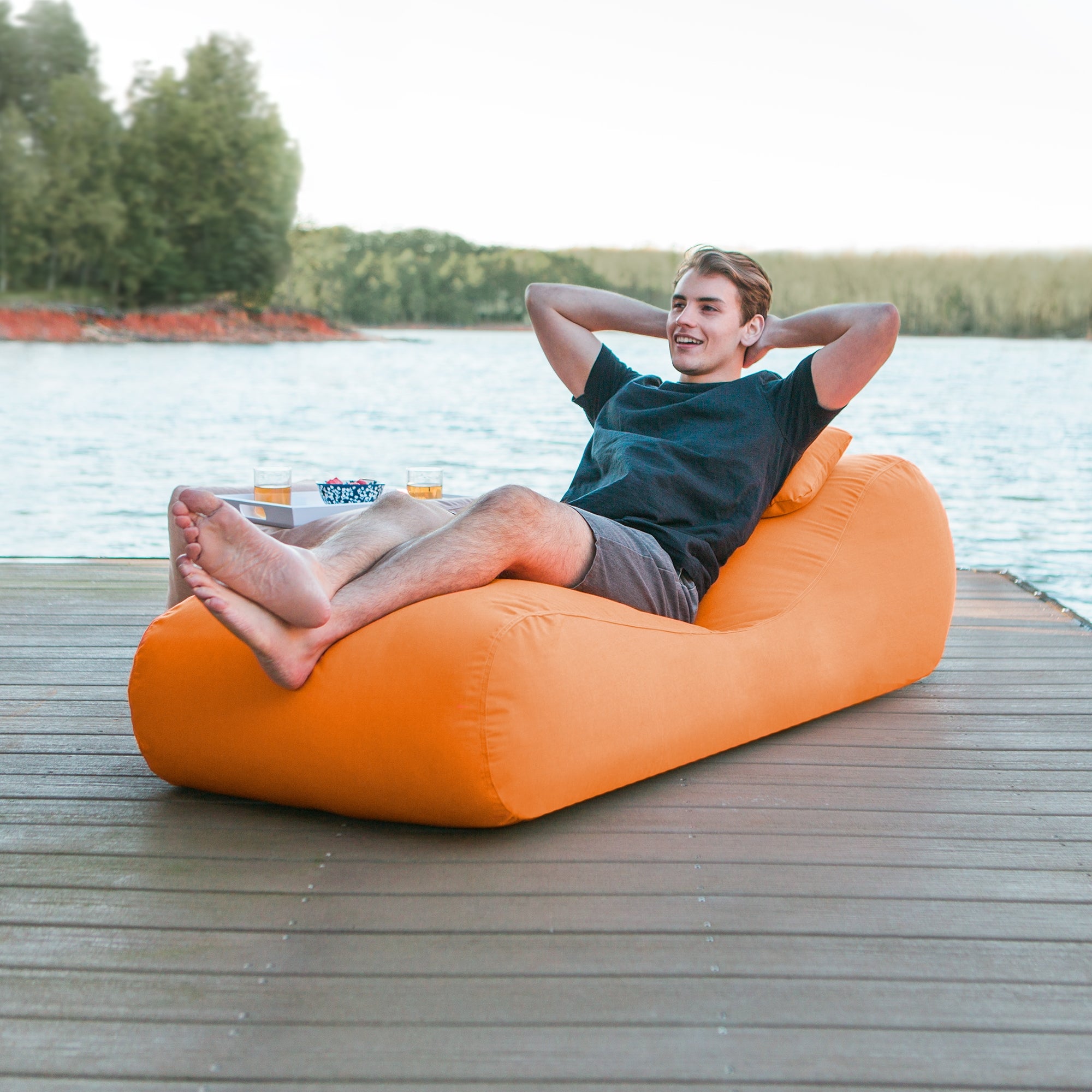 Arlo Outdoor Bean Bag Sun Lounger - Tangerine