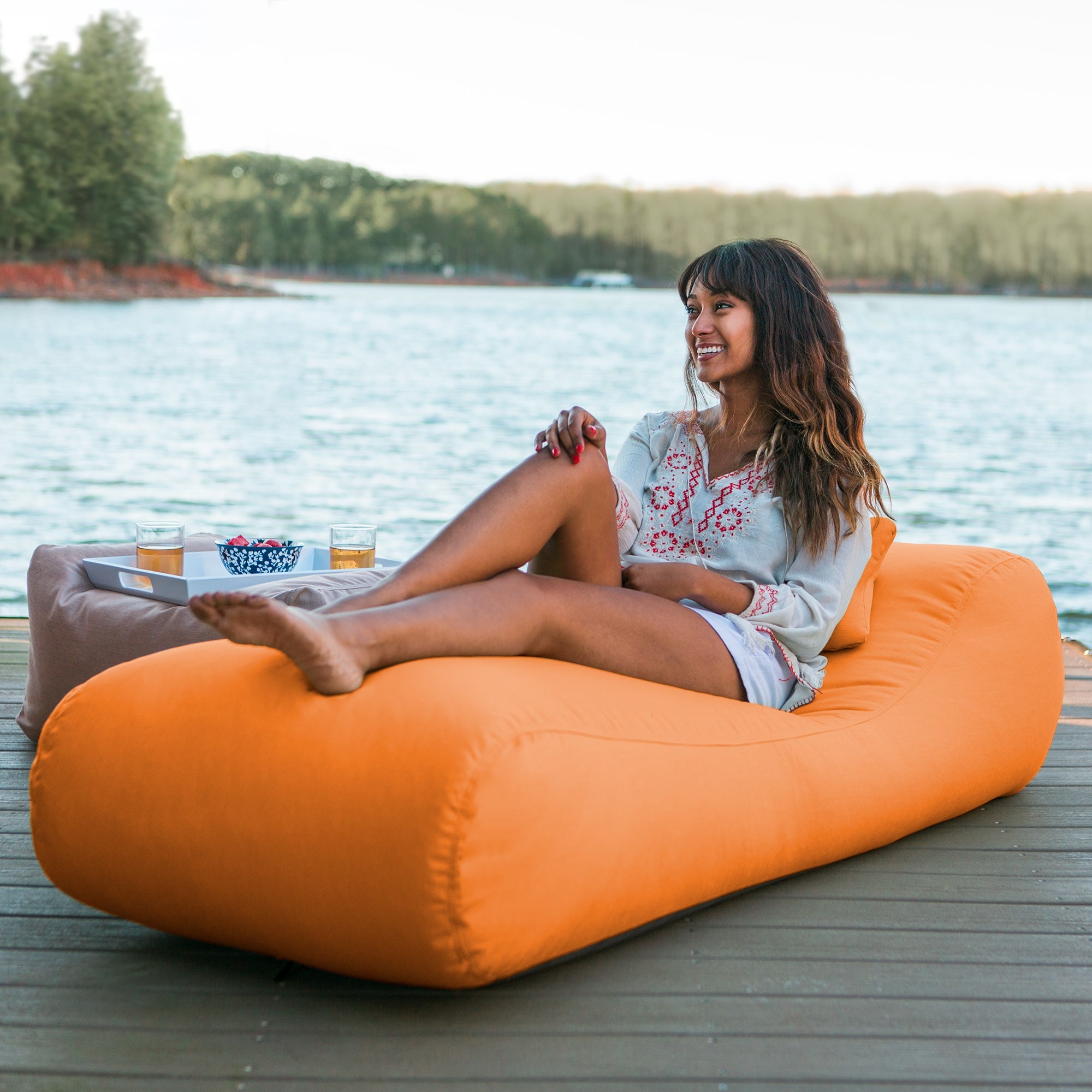 Arlo Outdoor Bean Bag Sun Lounger - Tangerine