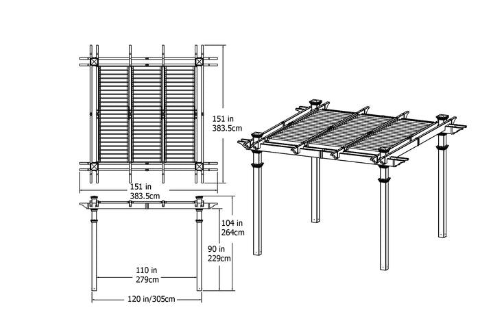 Vita 10'x10' Avalon Louvered Vinyl Pergola