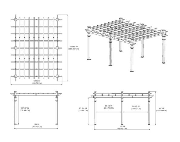 Vita 12'x16' Barcelona Vinyl Pergola