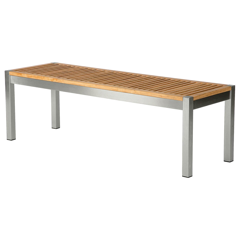 Barlow Tyrie Equinox Stainless Steel and Teak Trimmed Backless Bench