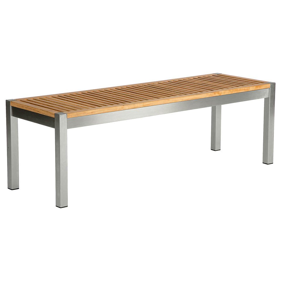 Barlow Tyrie Equinox Stainless Steel and Teak Trimmed Backless Bench