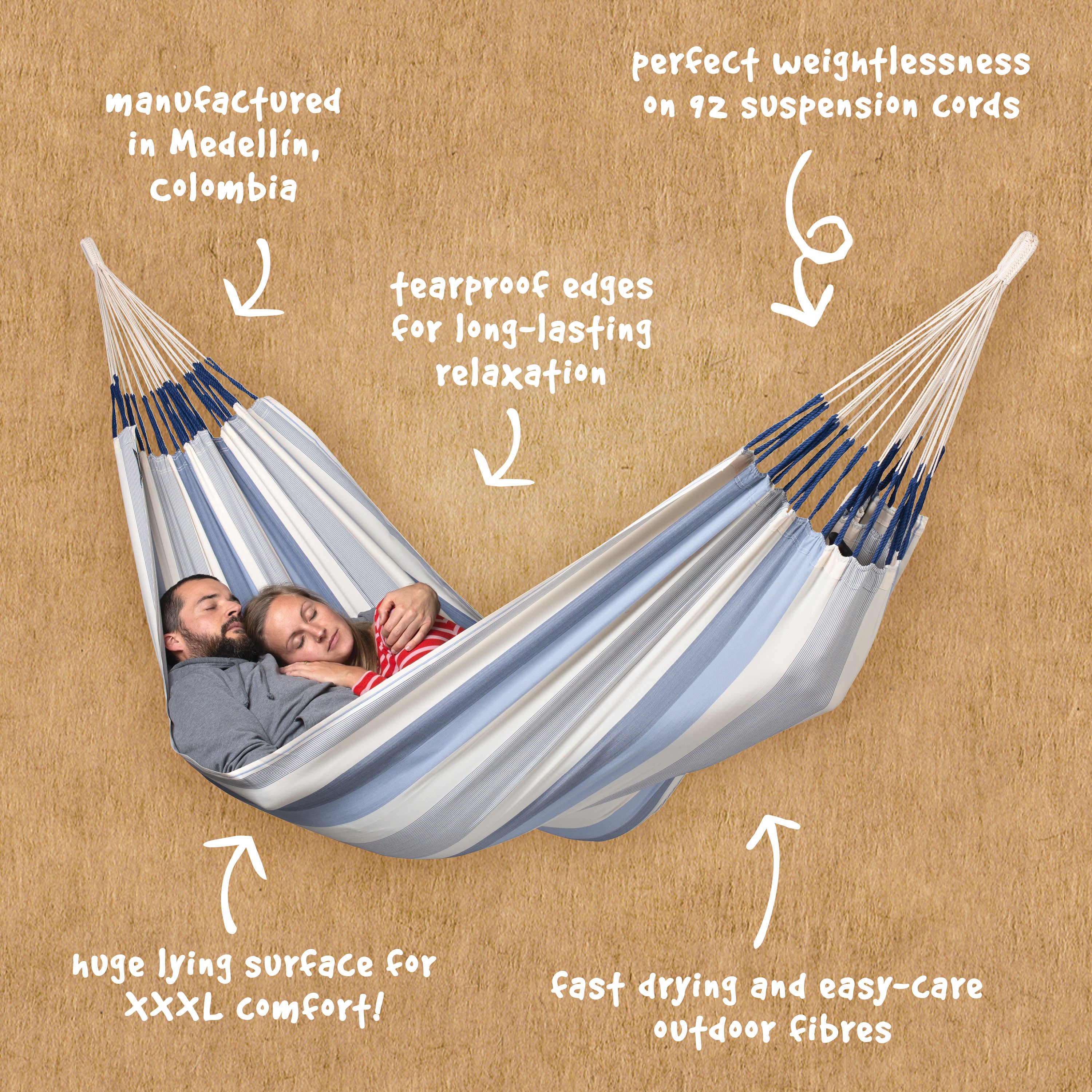 La Siesta Brisa Weather-Resistant King-Size Classic Hammock - Sea Salt