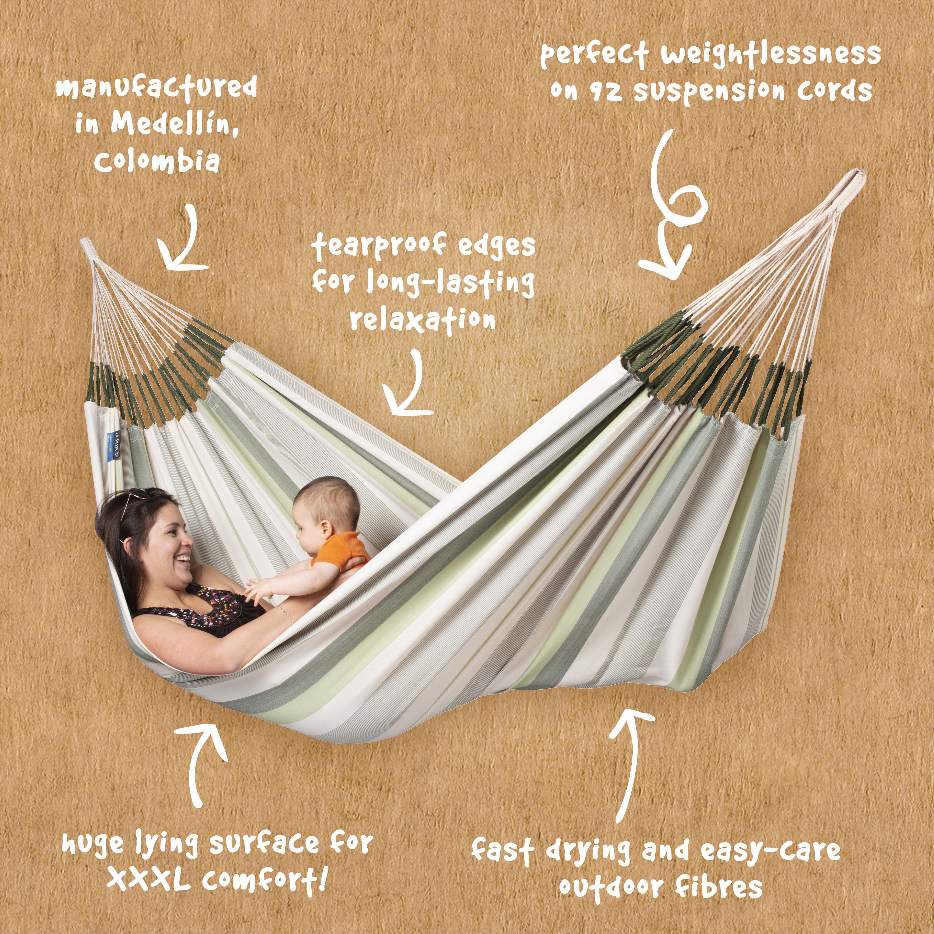 La Siesta Brisa Weather-Resistant King-Size Classic Hammock - Cedar