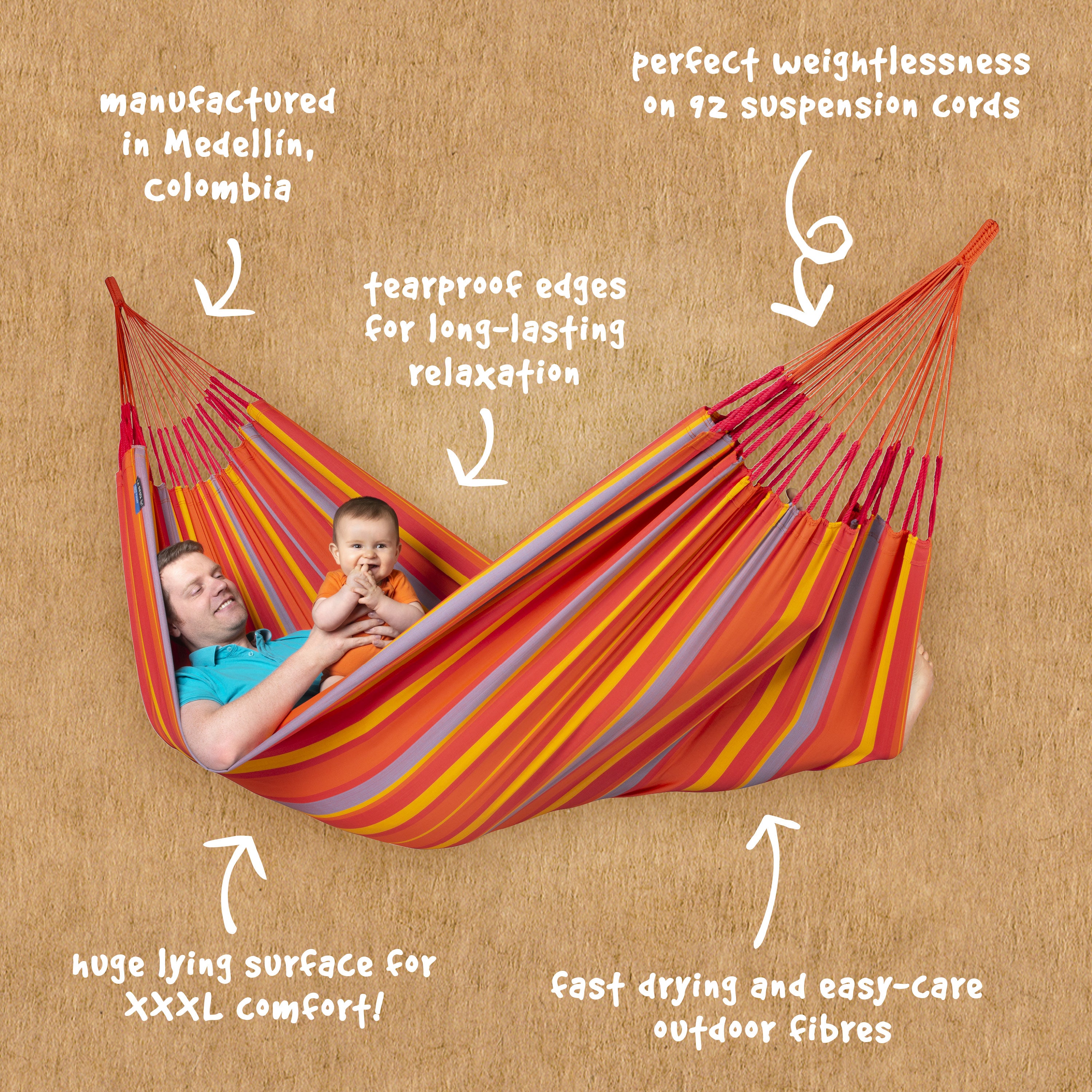 La Siesta Brisa Weather-Resistant King-Size Classic Hammock - Toucan