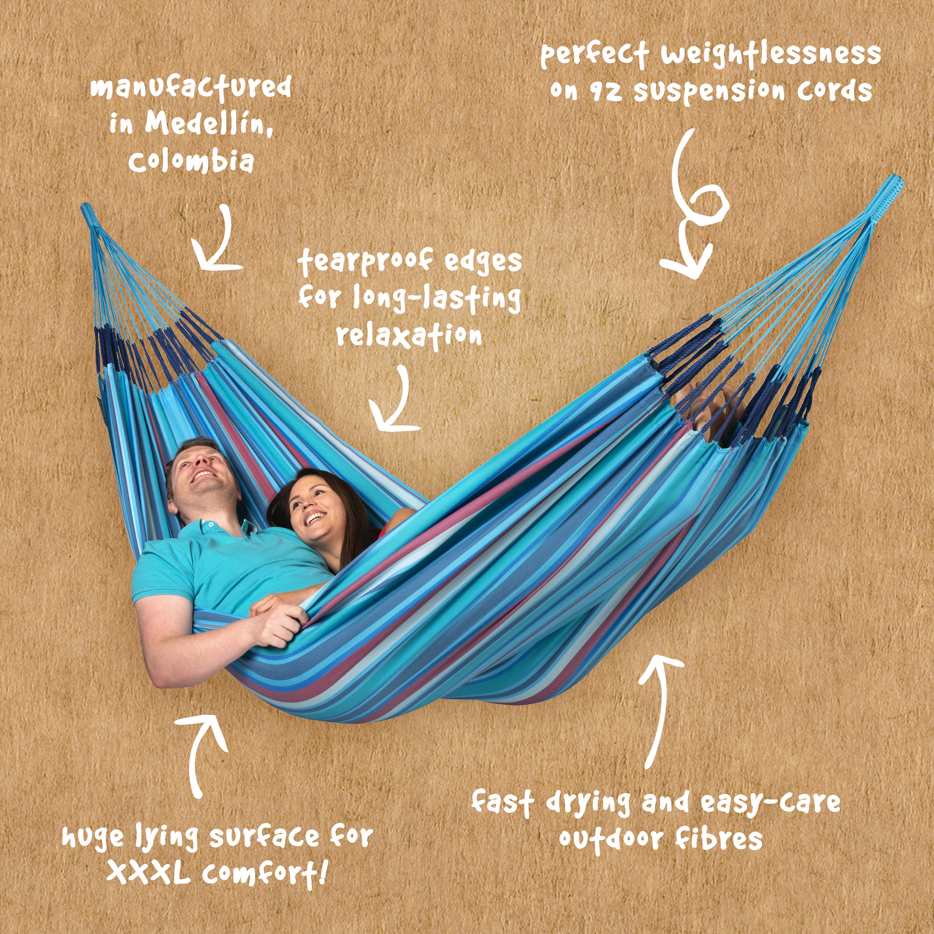 La Siesta Brisa Weather-Resistant King-Size Classic Hammock - Wave