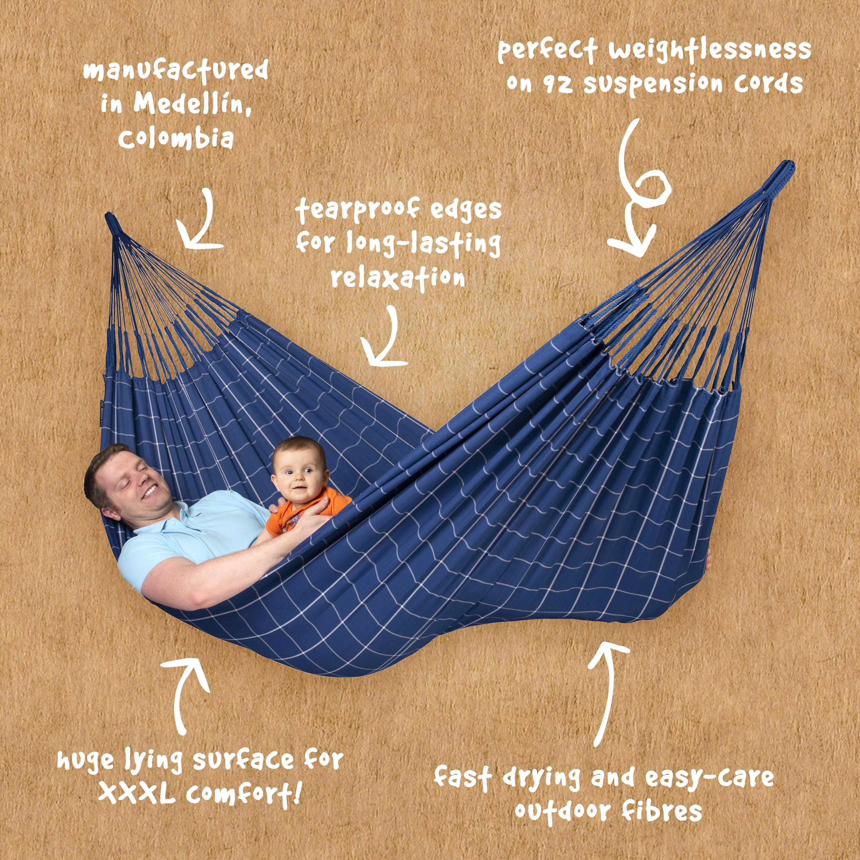 La Siesta Brisa Weather-Resistant King-Size Classic Hammock - Marine