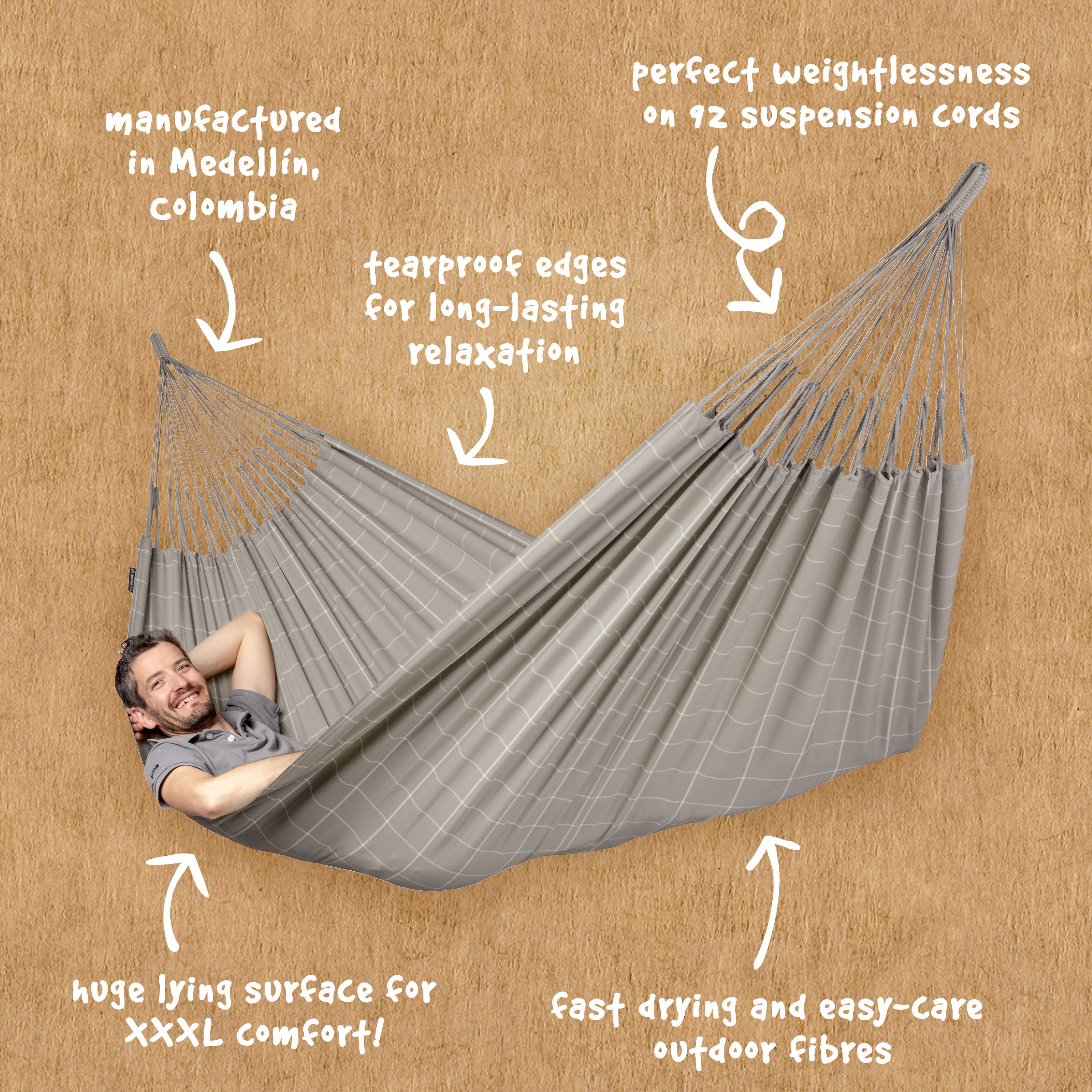 La Siesta Brisa Weather-Resistant King-Size Classic Hammock - Almond