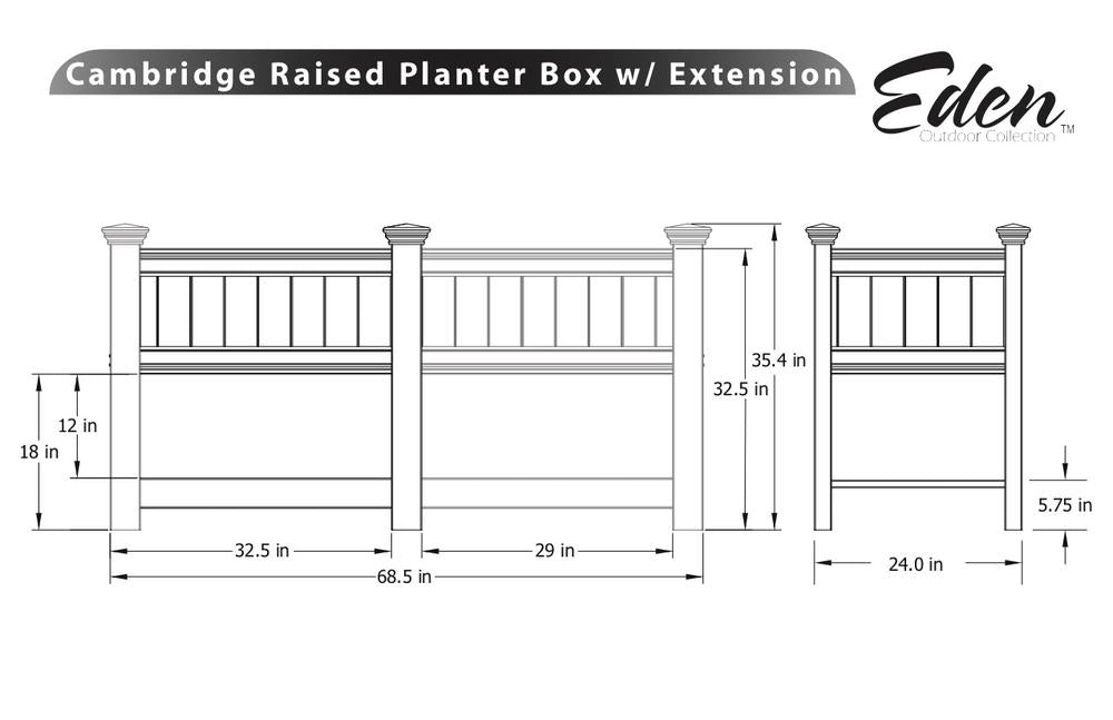 Vita Classic Cambridge Vinyl Raised Planter Extension Kit