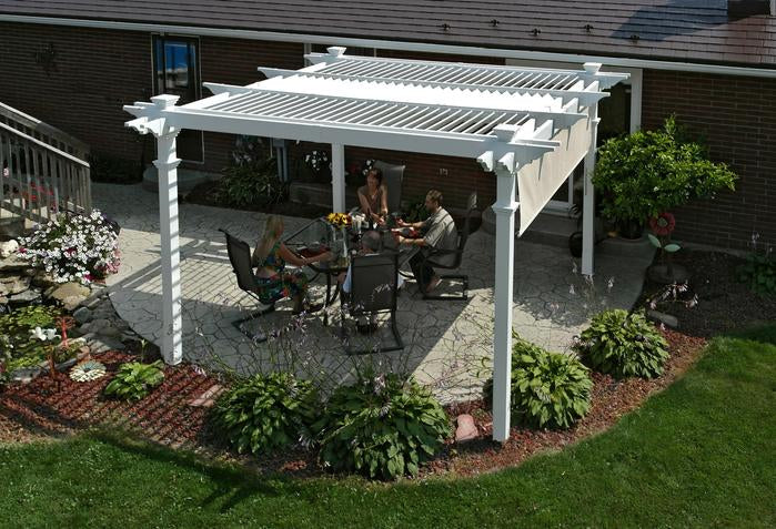 Vita 12'x12' Camelot Louvered Vinyl Pergola